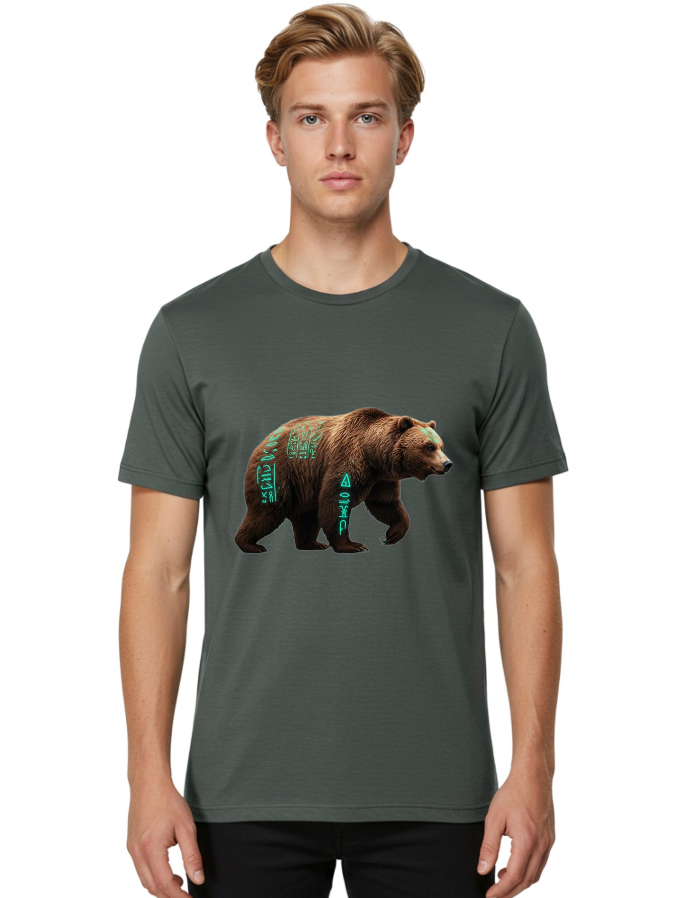 Bear-With-Hieroglyphics Men'S Graphic Tee, 100% Cotton, Comfortable Casual Summer Wear, Machine Washable, Vintage Camera, Old Camera, Antique Camera, Black Camera, Classic Photography, Photography Equipment, Nostalgic Device, Film Camera, Bae877