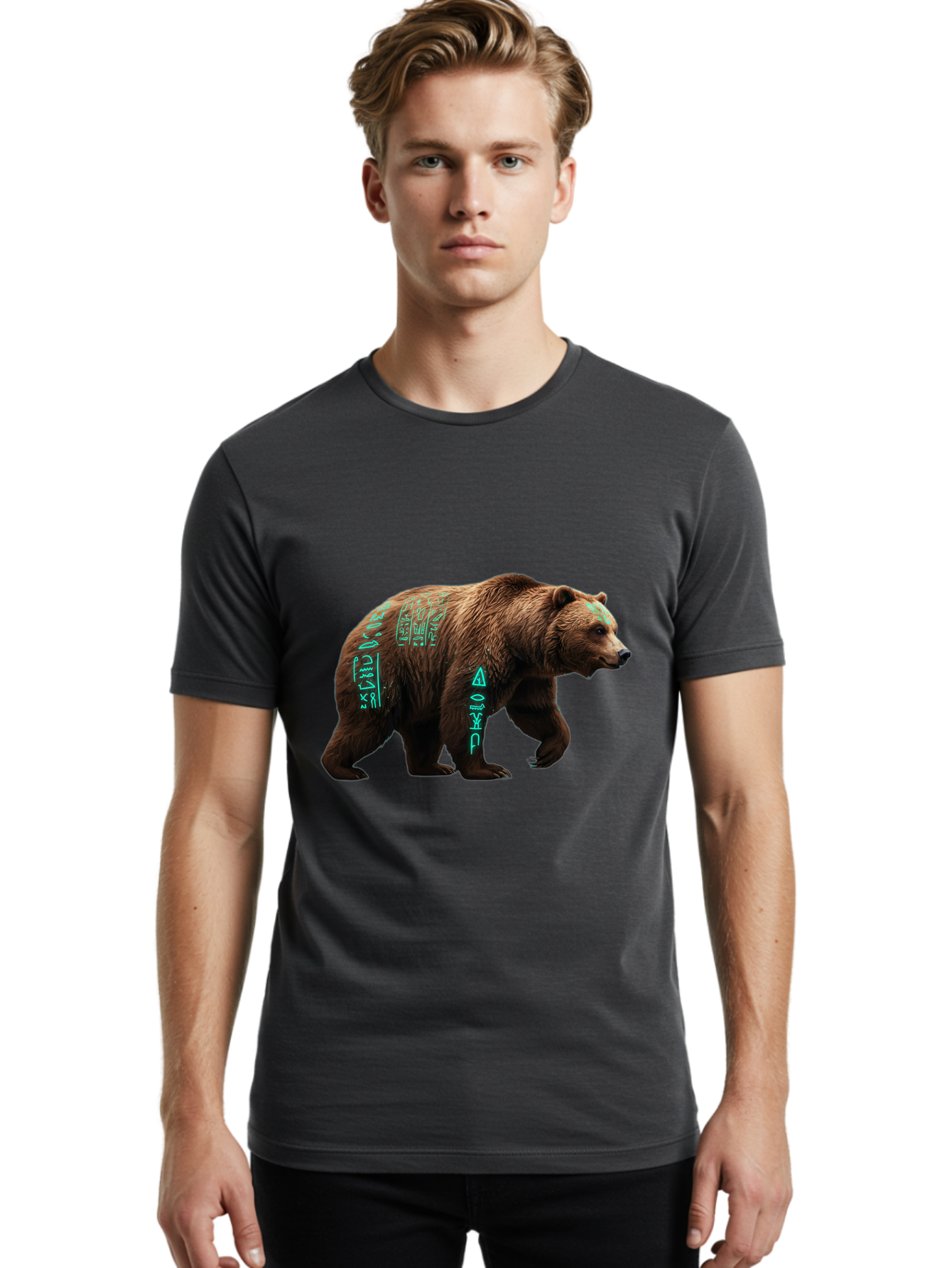 Bear-With-Hieroglyphics Men'S Graphic Tee, 100% Cotton, Comfortable Casual Summer Wear, Machine Washable, Vintage Camera, Old Camera, Antique Camera, Black Camera, Classic Photography, Photography Equipment, Nostalgic Device, Film Camera, Bae877
