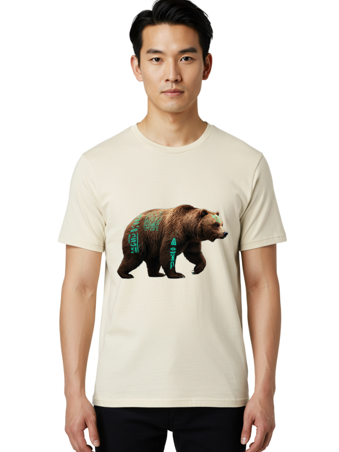Bear-With-Hieroglyphics Men'S Graphic Tee, 100% Cotton, Comfortable Casual Summer Wear, Machine Washable, Vintage Camera, Old Camera, Antique Camera, Black Camera, Classic Photography, Photography Equipment, Nostalgic Device, Film Camera, Bae877