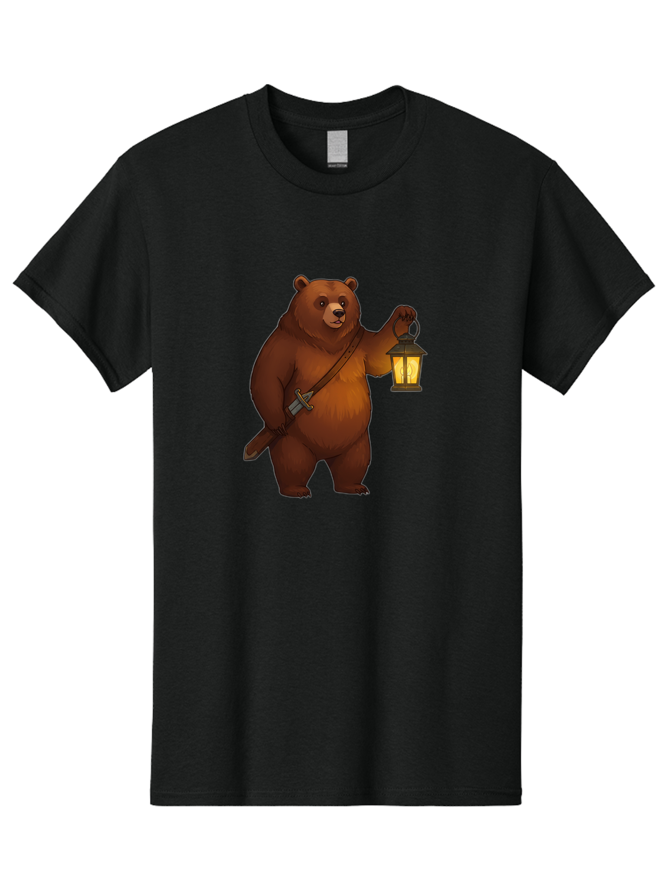 Bear-With-Lantern-2 Men'S Graphic Tee, 100% Cotton, Comfortable Casual Summer Wear, Machine Washable, Vintage Camera, Old Camera, Antique Camera, Black Camera, Classic Photography, Photography Equipment, Nostalgic Device, Film Camera, Camera Art Bae879