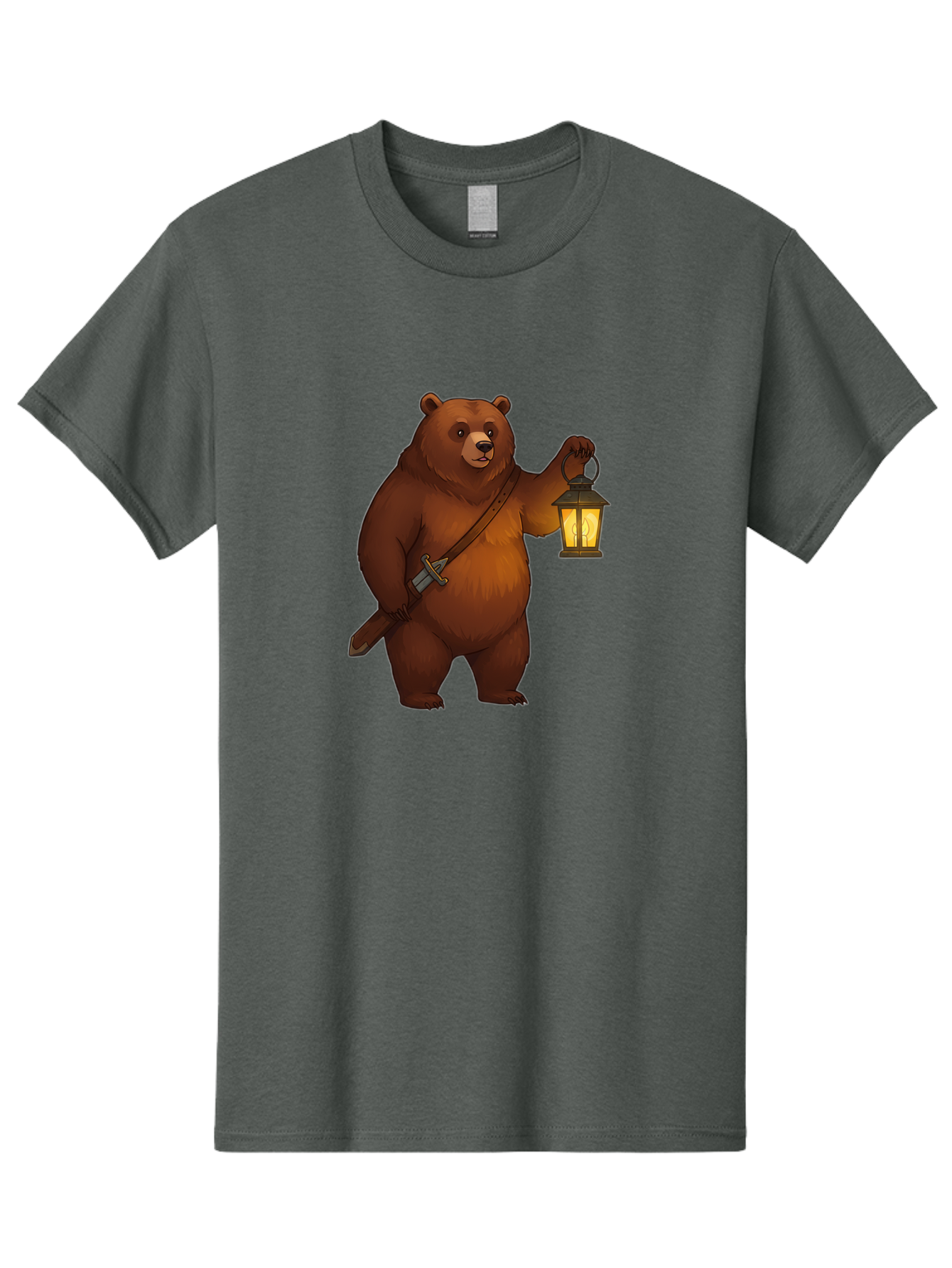 Bear-With-Lantern-2 Men'S Graphic Tee, 100% Cotton, Comfortable Casual Summer Wear, Machine Washable, Vintage Camera, Old Camera, Antique Camera, Black Camera, Classic Photography, Photography Equipment, Nostalgic Device, Film Camera, Camera Art Bae879
