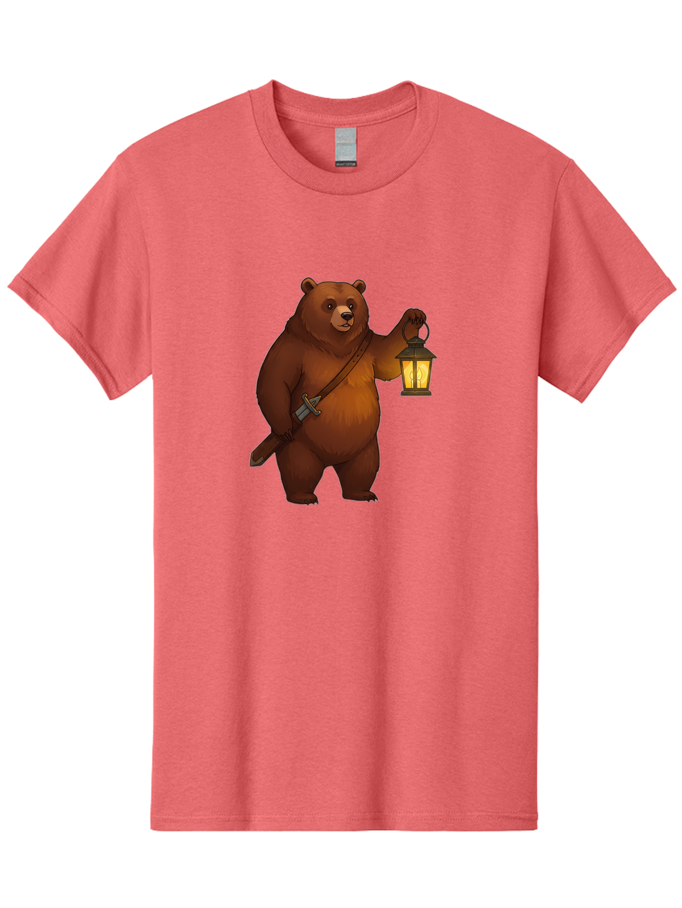 Bear-With-Lantern-2 Men'S Graphic Tee, 100% Cotton, Comfortable Casual Summer Wear, Machine Washable, Vintage Camera, Old Camera, Antique Camera, Black Camera, Classic Photography, Photography Equipment, Nostalgic Device, Film Camera, Camera Art Bae879