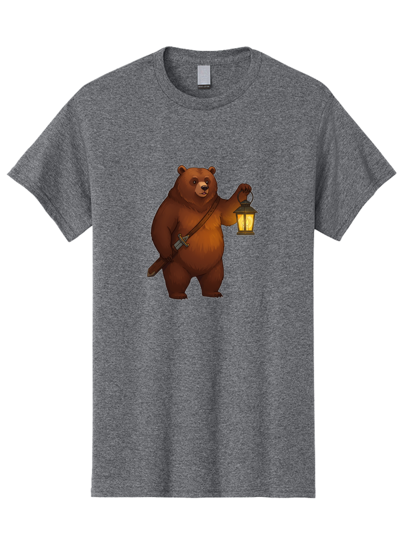 Bear-With-Lantern-2 Men'S Graphic Tee, 100% Cotton, Comfortable Casual Summer Wear, Machine Washable, Vintage Camera, Old Camera, Antique Camera, Black Camera, Classic Photography, Photography Equipment, Nostalgic Device, Film Camera, Camera Art Bae879