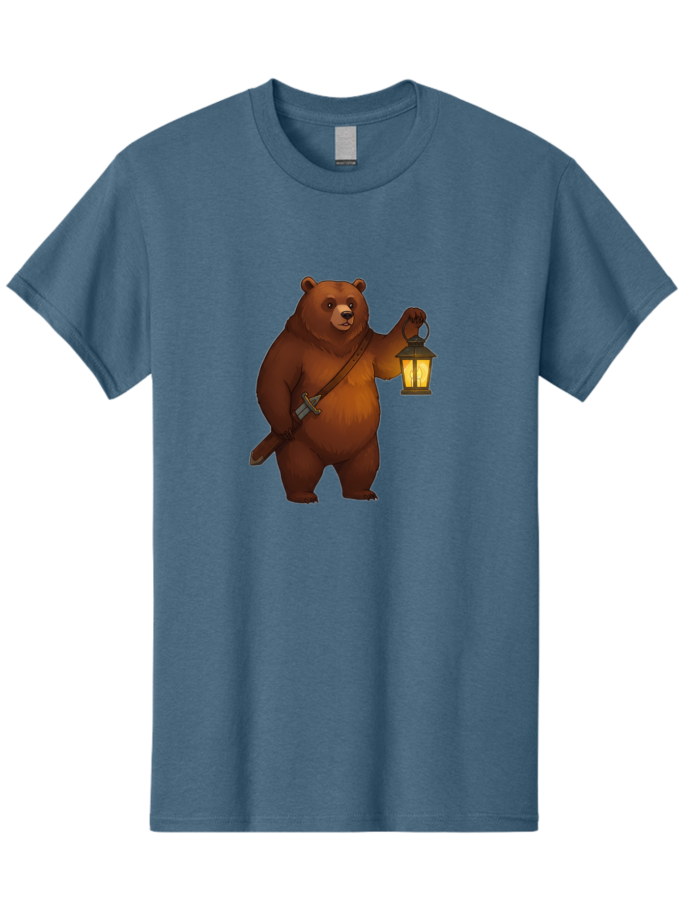 Bear-With-Lantern-2 Men'S Graphic Tee, 100% Cotton, Comfortable Casual Summer Wear, Machine Washable, Vintage Camera, Old Camera, Antique Camera, Black Camera, Classic Photography, Photography Equipment, Nostalgic Device, Film Camera, Camera Art Bae879