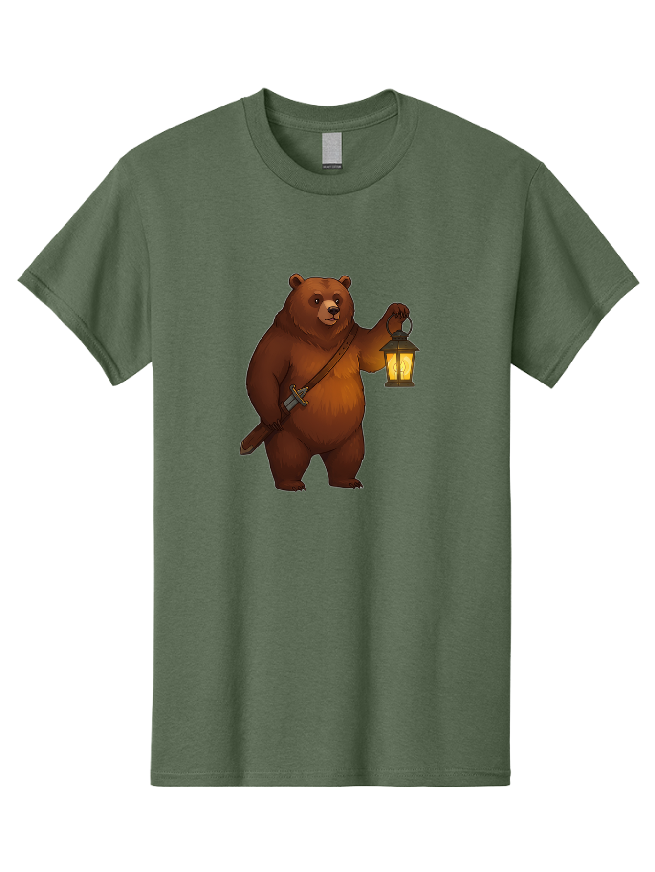 Bear-With-Lantern-2 Men'S Graphic Tee, 100% Cotton, Comfortable Casual Summer Wear, Machine Washable, Vintage Camera, Old Camera, Antique Camera, Black Camera, Classic Photography, Photography Equipment, Nostalgic Device, Film Camera, Camera Art Bae879