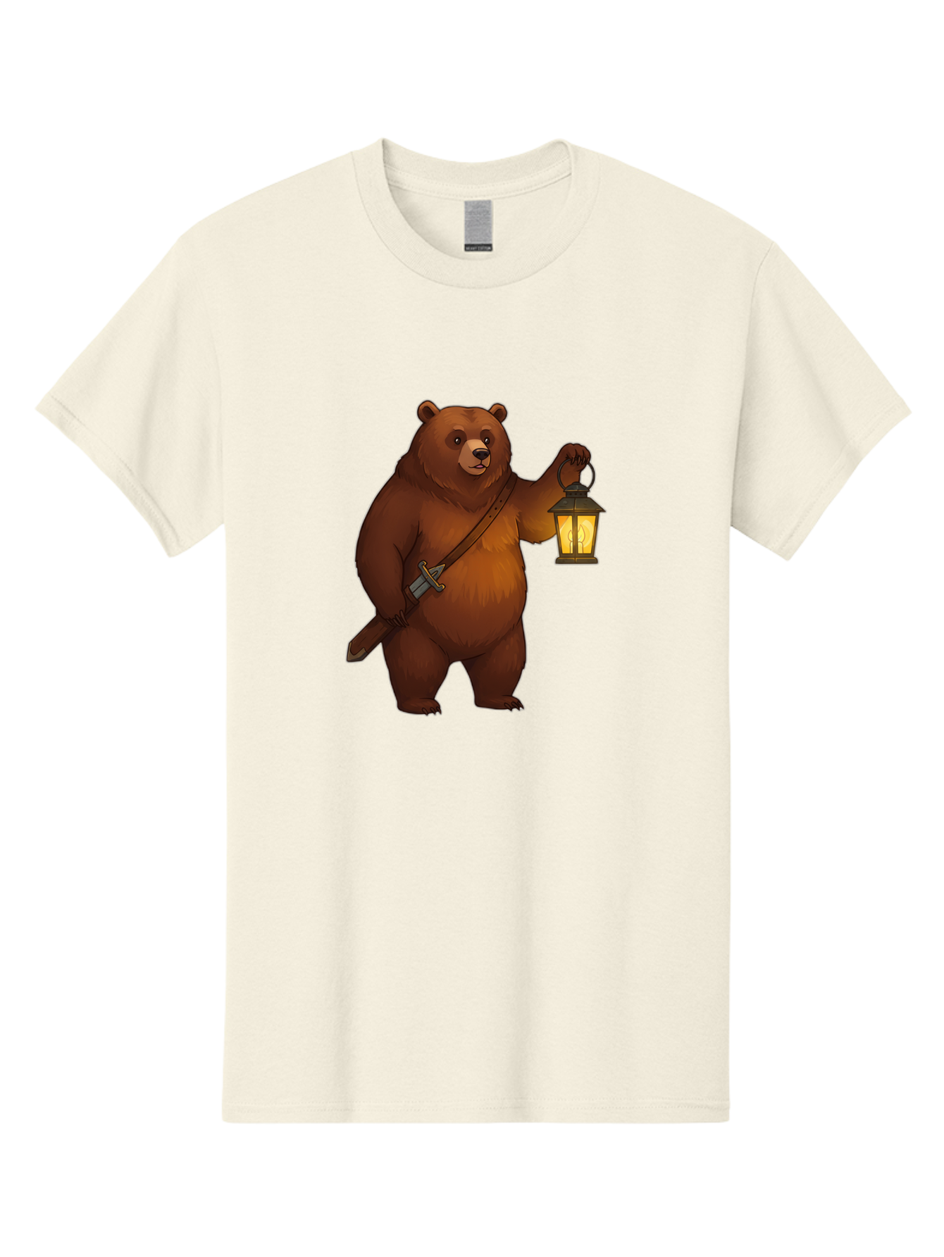 Bear-With-Lantern-2 Men'S Graphic Tee, 100% Cotton, Comfortable Casual Summer Wear, Machine Washable, Vintage Camera, Old Camera, Antique Camera, Black Camera, Classic Photography, Photography Equipment, Nostalgic Device, Film Camera, Camera Art Bae879