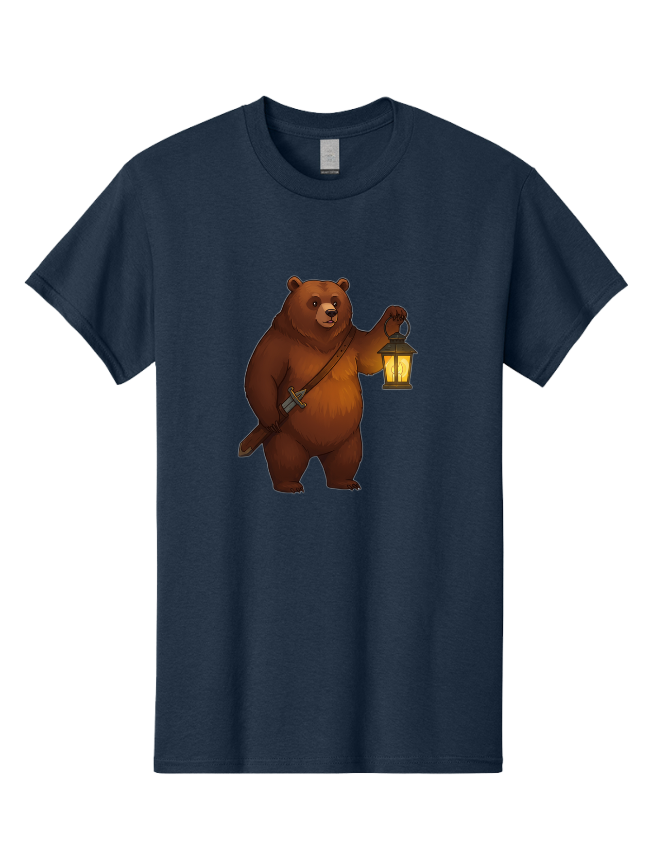 Bear-With-Lantern-2 Men'S Graphic Tee, 100% Cotton, Comfortable Casual Summer Wear, Machine Washable, Vintage Camera, Old Camera, Antique Camera, Black Camera, Classic Photography, Photography Equipment, Nostalgic Device, Film Camera, Camera Art Bae879