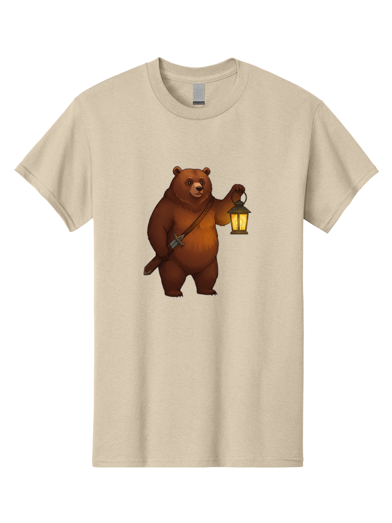 Bear-With-Lantern-2 Men'S Graphic Tee, 100% Cotton, Comfortable Casual Summer Wear, Machine Washable, Vintage Camera, Old Camera, Antique Camera, Black Camera, Classic Photography, Photography Equipment, Nostalgic Device, Film Camera, Camera Art Bae879