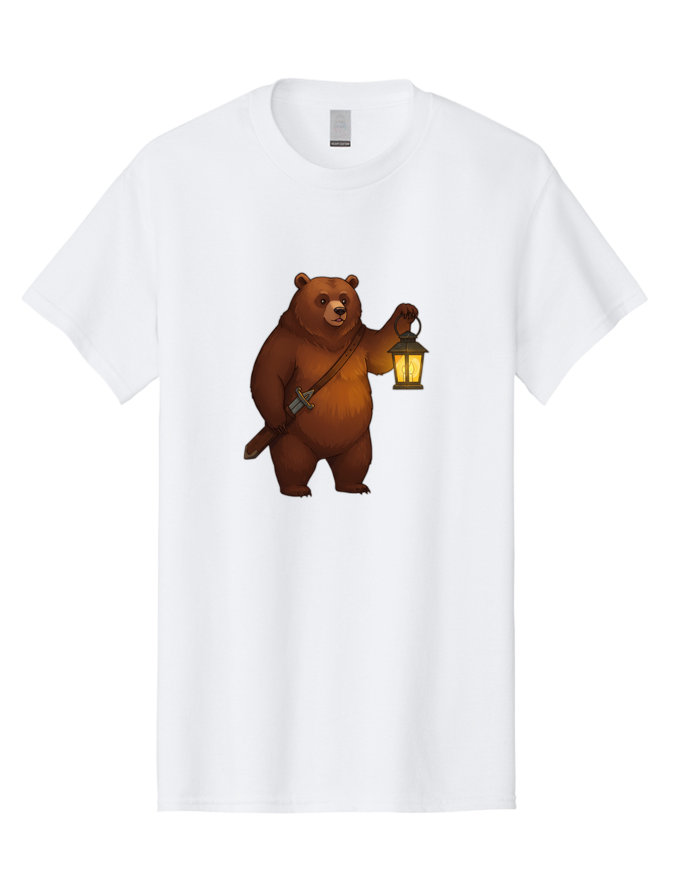 Bear-With-Lantern-2 Men'S Graphic Tee, 100% Cotton, Comfortable Casual Summer Wear, Machine Washable, Vintage Camera, Old Camera, Antique Camera, Black Camera, Classic Photography, Photography Equipment, Nostalgic Device, Film Camera, Camera Art Bae879