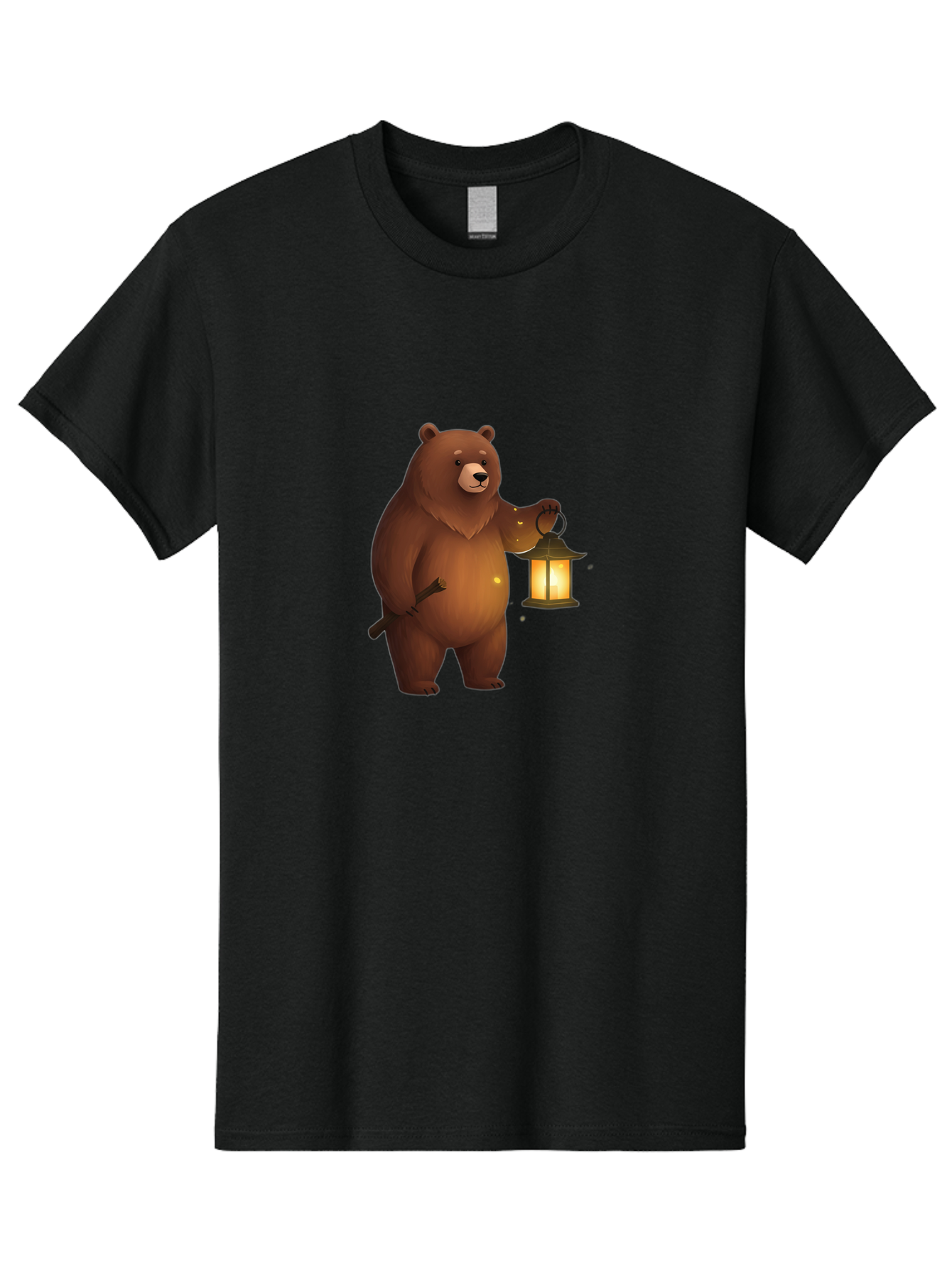 Bear-With-Lantern-3 Men'S Graphic Tee, 100% Cotton, Comfortable Casual Summer Wear, Machine Washable, Vintage Camera, Old Camera, Antique Camera, Black Camera, Classic Photography, Photography Equipment, Nostalgic Device, Film Camera, Camera Art Bae880