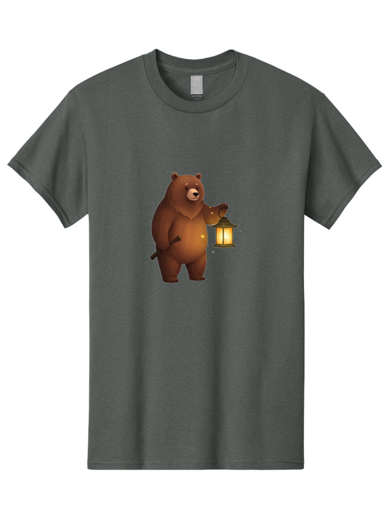 Bear-With-Lantern-3 Men'S Graphic Tee, 100% Cotton, Comfortable Casual Summer Wear, Machine Washable, Vintage Camera, Old Camera, Antique Camera, Black Camera, Classic Photography, Photography Equipment, Nostalgic Device, Film Camera, Camera Art Bae880