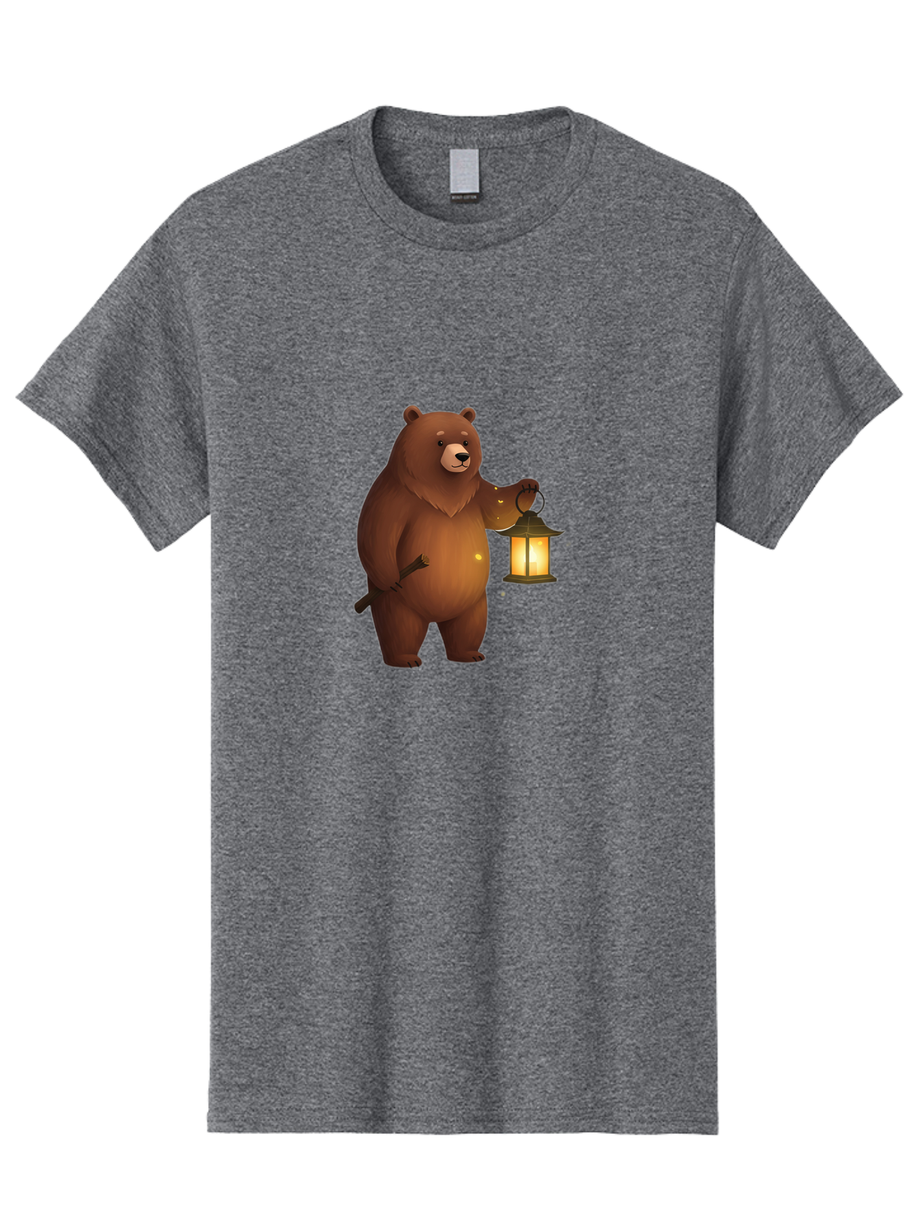 Bear-With-Lantern-3 Men'S Graphic Tee, 100% Cotton, Comfortable Casual Summer Wear, Machine Washable, Vintage Camera, Old Camera, Antique Camera, Black Camera, Classic Photography, Photography Equipment, Nostalgic Device, Film Camera, Camera Art Bae880