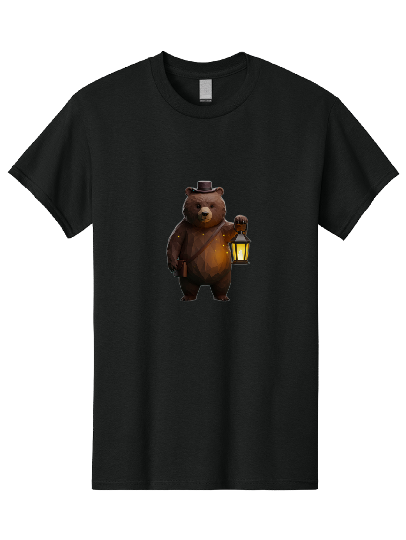 Bear-With-Lantern-And-Holster Men'S Graphic Tee, 100% Cotton, Comfortable Casual Summer Wear, Machine Washable, Vintage Camera, Old Camera, Antique Camera, Black Camera, Classic Photography, Photography Equipment, Nostalgic Device, Bae881