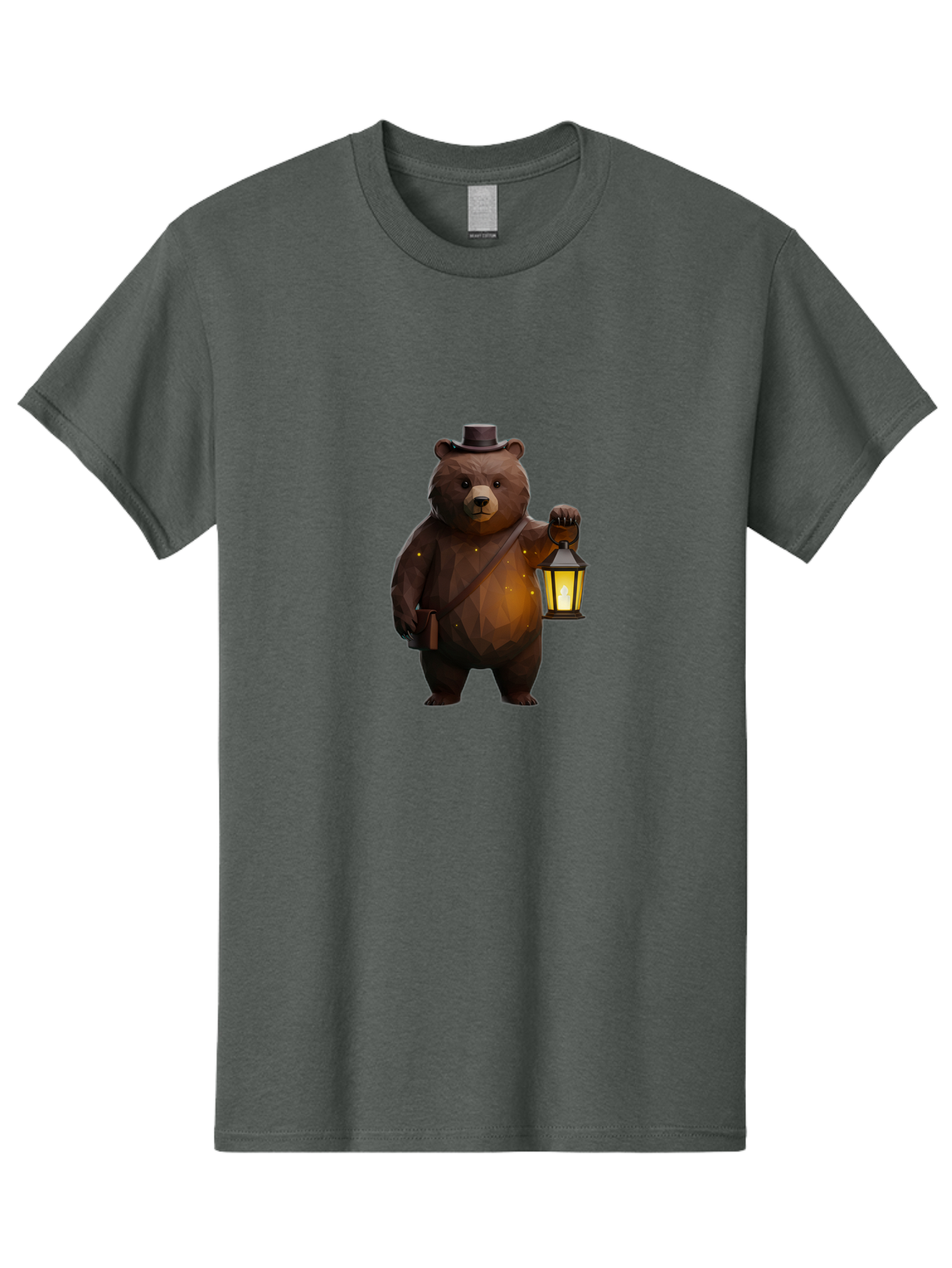 Bear-With-Lantern-And-Holster Men'S Graphic Tee, 100% Cotton, Comfortable Casual Summer Wear, Machine Washable, Vintage Camera, Old Camera, Antique Camera, Black Camera, Classic Photography, Photography Equipment, Nostalgic Device, Bae881