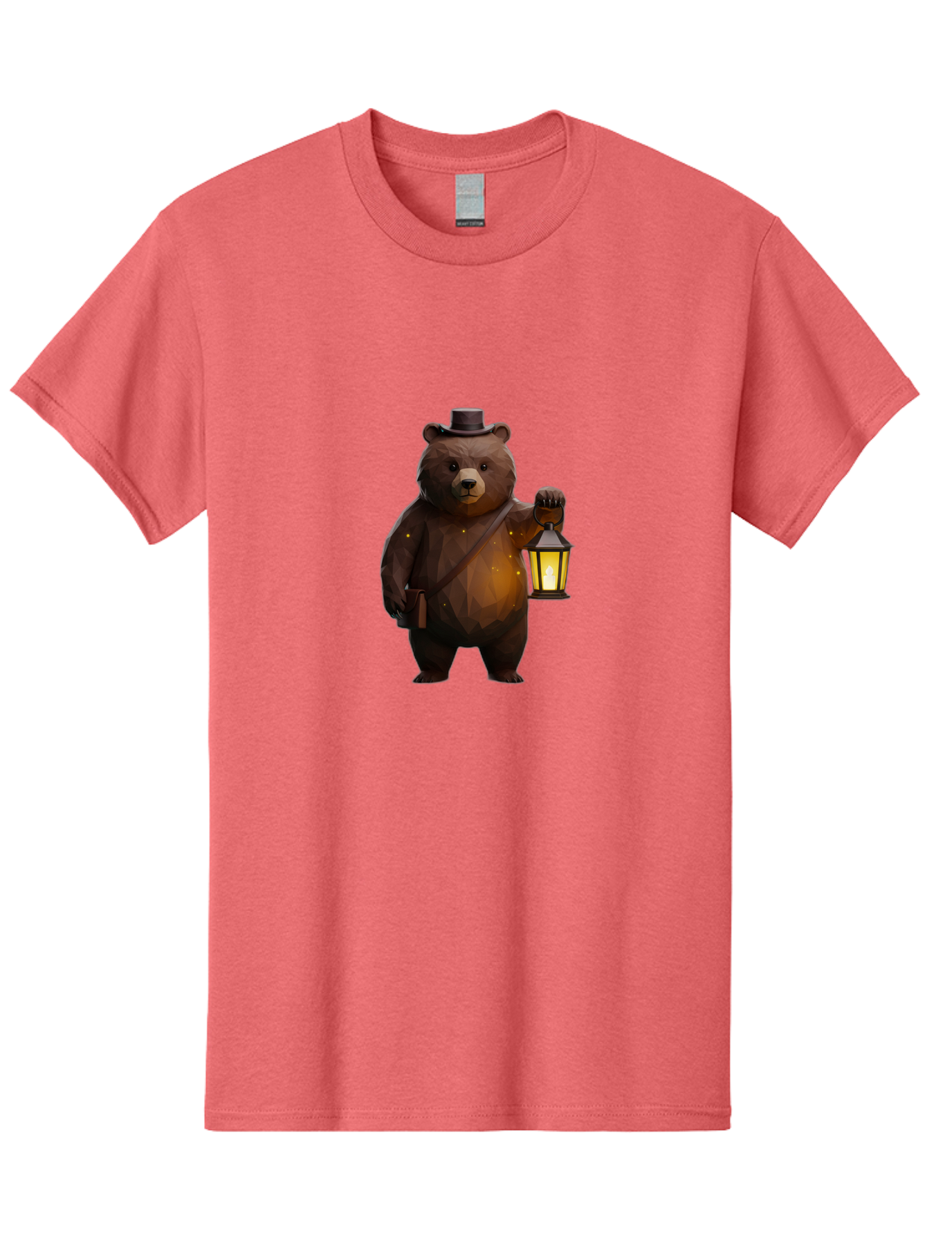 Bear-With-Lantern-And-Holster Men'S Graphic Tee, 100% Cotton, Comfortable Casual Summer Wear, Machine Washable, Vintage Camera, Old Camera, Antique Camera, Black Camera, Classic Photography, Photography Equipment, Nostalgic Device, Bae881