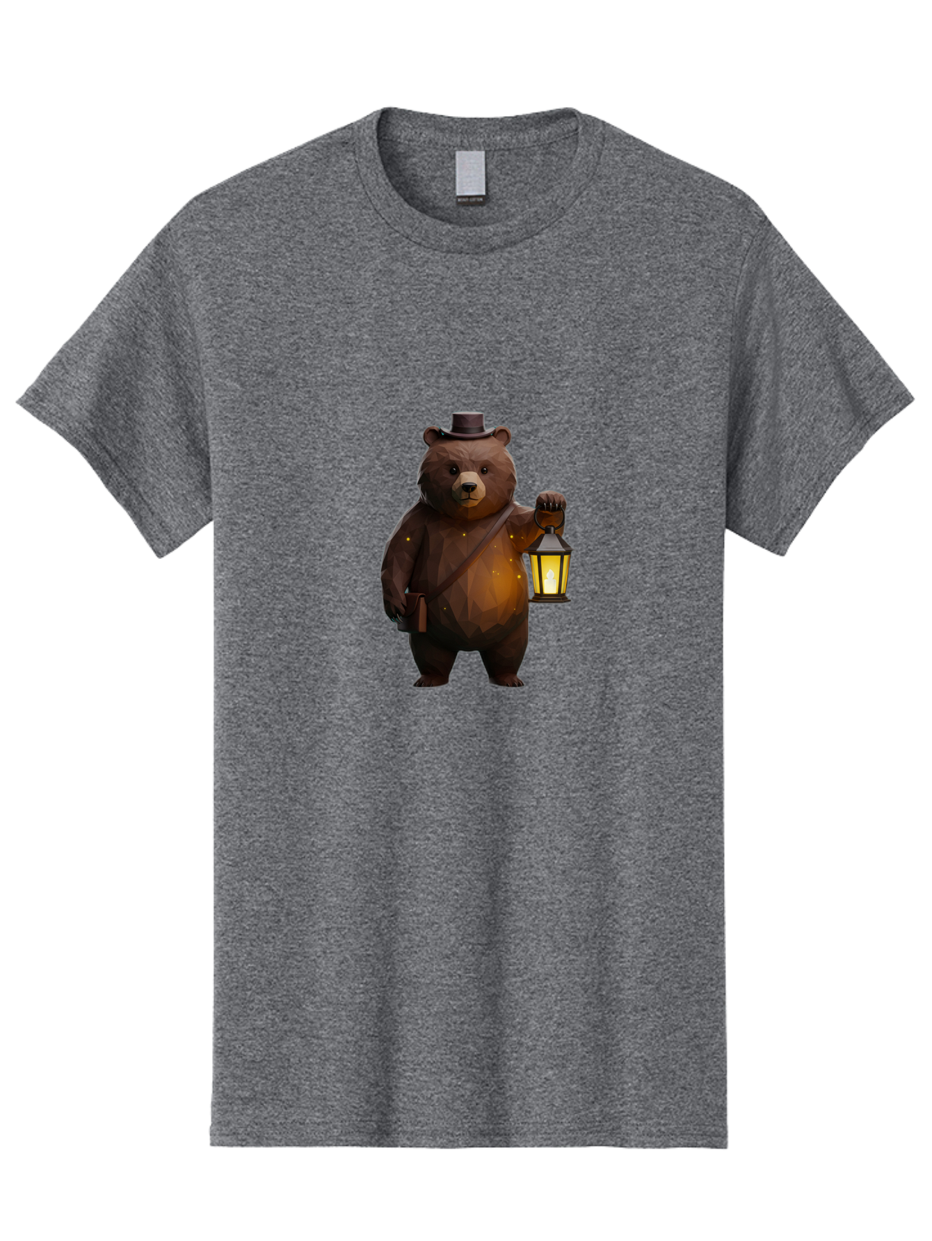 Bear-With-Lantern-And-Holster Men'S Graphic Tee, 100% Cotton, Comfortable Casual Summer Wear, Machine Washable, Vintage Camera, Old Camera, Antique Camera, Black Camera, Classic Photography, Photography Equipment, Nostalgic Device, Bae881
