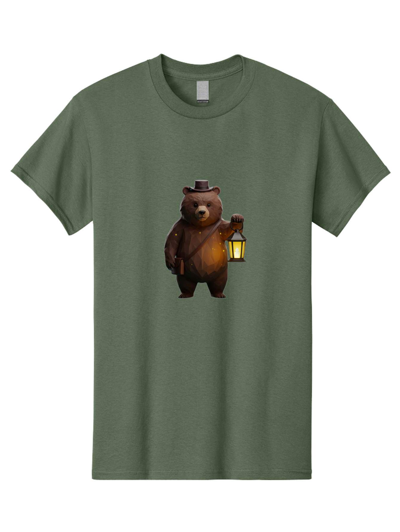Bear-With-Lantern-And-Holster Men'S Graphic Tee, 100% Cotton, Comfortable Casual Summer Wear, Machine Washable, Vintage Camera, Old Camera, Antique Camera, Black Camera, Classic Photography, Photography Equipment, Nostalgic Device, Bae881