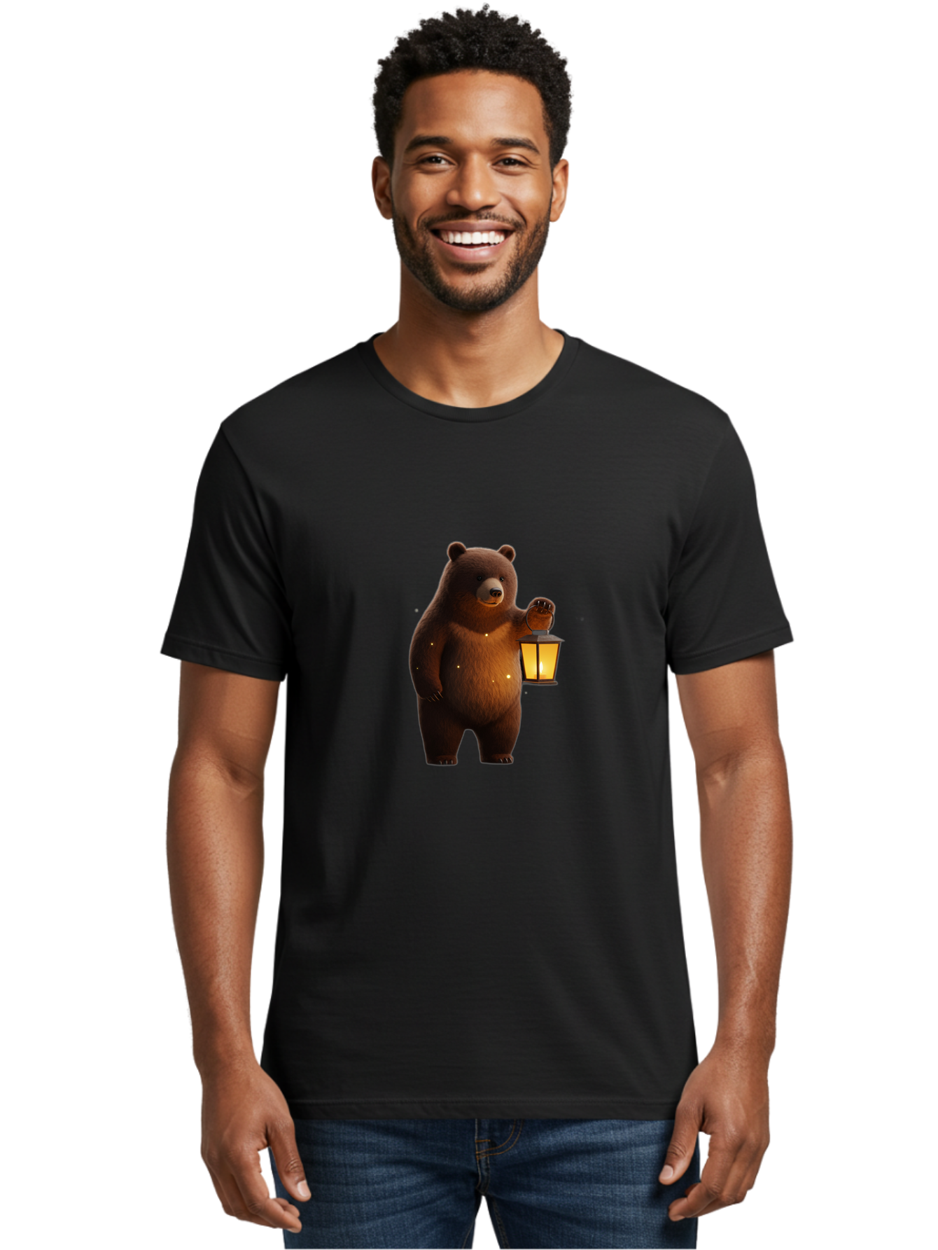 Bear-With-Lantern Men'S Graphic Tee, 100% Cotton, Comfortable Casual Summer Wear, Machine Washable, Vintage Camera, Old Camera, Antique Camera, Black Camera, Classic Photography, Photography Equipment, Nostalgic Device, Film Camera, Camera Art Bae882