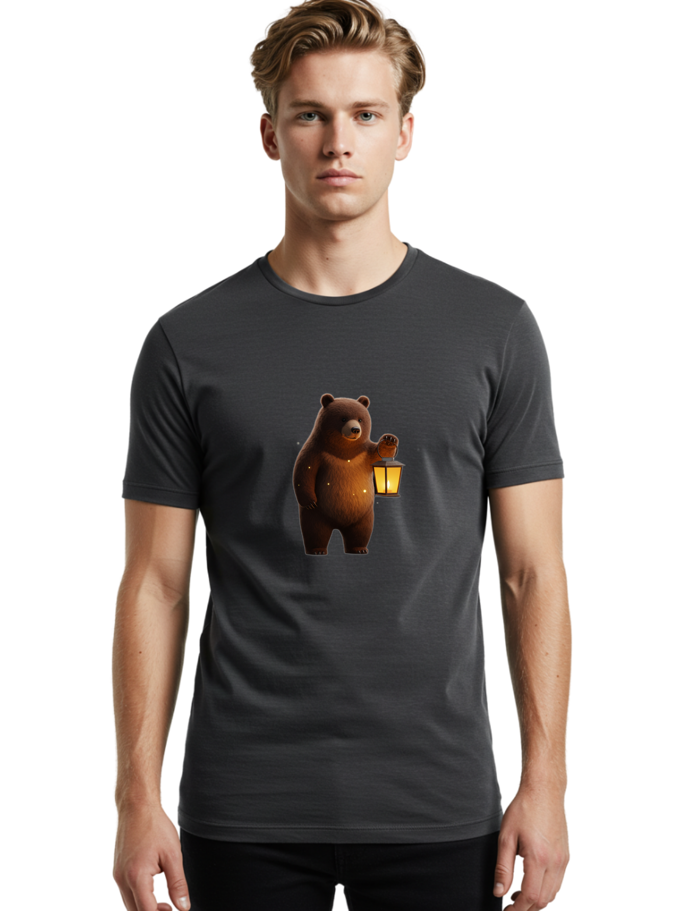 Bear-With-Lantern Men'S Graphic Tee, 100% Cotton, Comfortable Casual Summer Wear, Machine Washable, Vintage Camera, Old Camera, Antique Camera, Black Camera, Classic Photography, Photography Equipment, Nostalgic Device, Film Camera, Camera Art Bae882