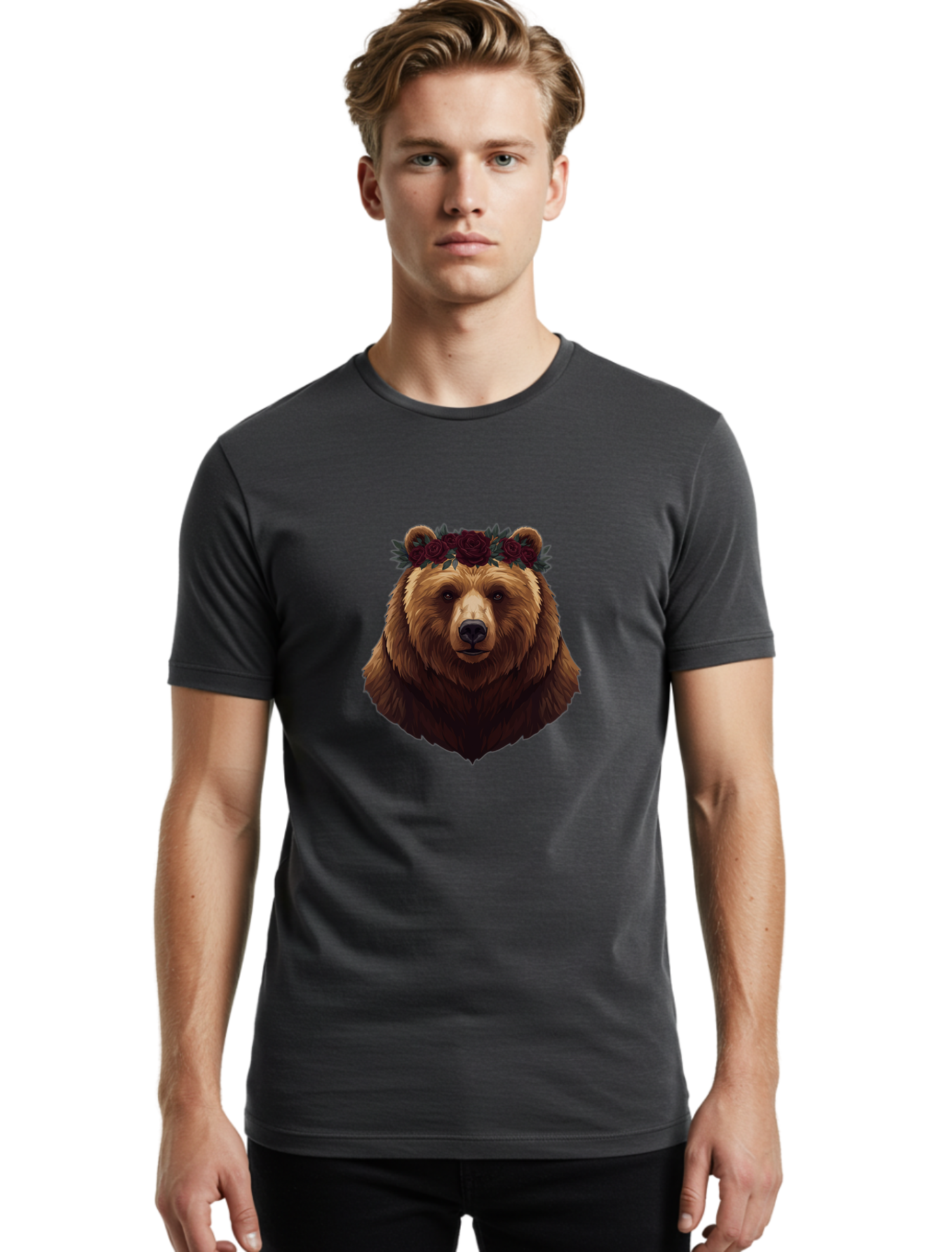 Bear-With-Roses Men'S Graphic Tee, 100% Cotton, Comfortable Casual Summer Wear, Machine Washable, Vintage Camera, Old Camera, Antique Camera, Black Camera, Classic Photography, Photography Equipment, Nostalgic Device, Film Camera, Camera Art Bae884