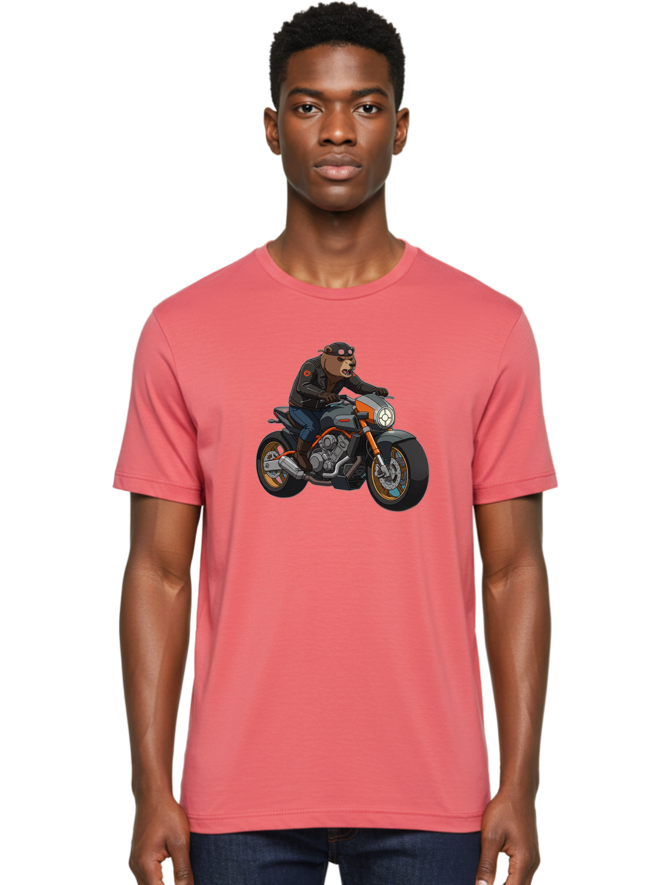 Biker-Bear-1 Men'S Graphic Tee, 100% Cotton, Comfortable Casual Summer Wear, Machine Washable, Vintage Camera, Old Camera, Antique Camera, Black Camera, Classic Photography, Photography Equipment, Nostalgic Device, Film Camera, Camera Art Bae892