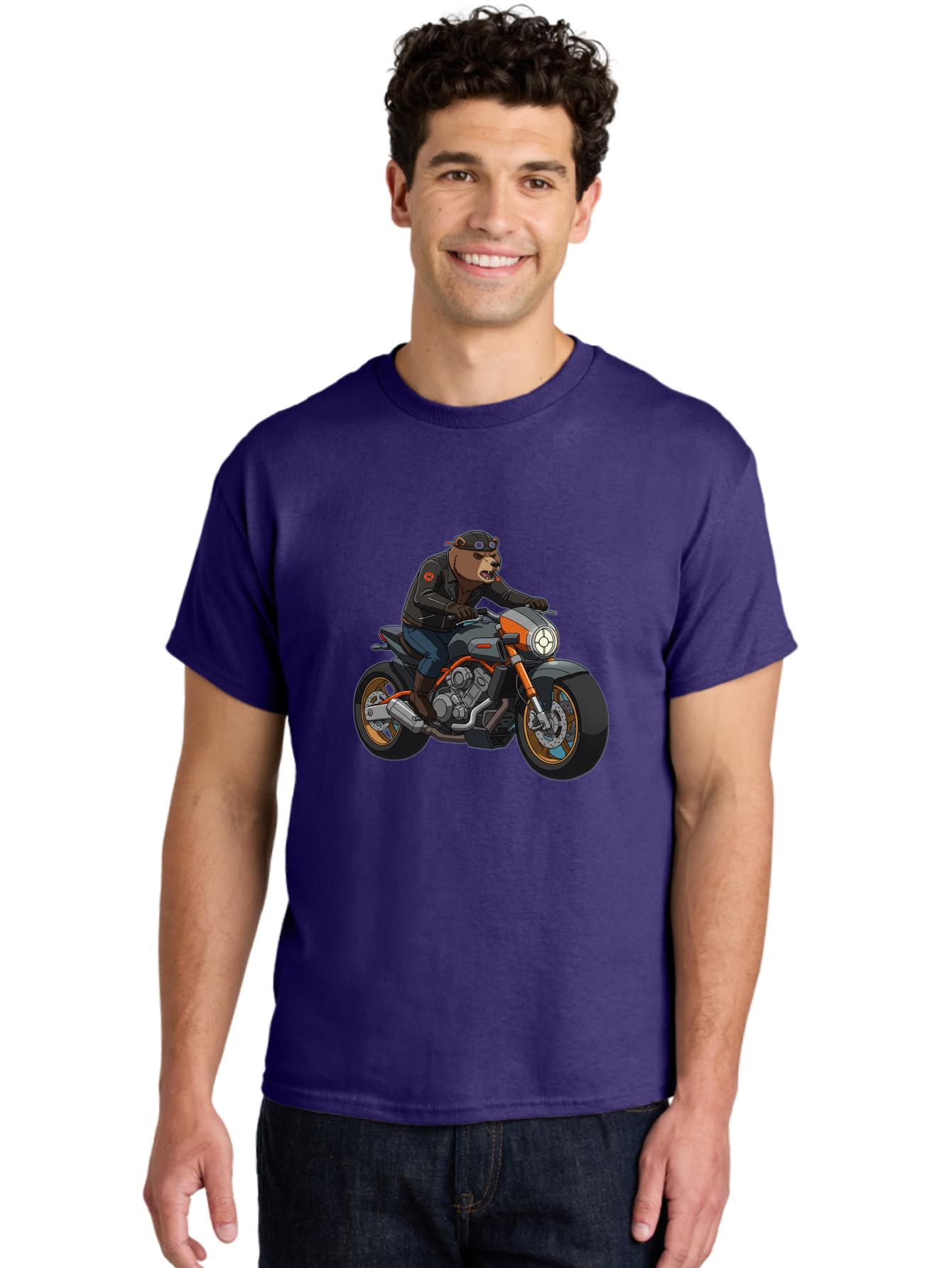 Biker-Bear-1 Men'S Graphic Tee, 100% Cotton, Comfortable Casual Summer Wear, Machine Washable, Vintage Camera, Old Camera, Antique Camera, Black Camera, Classic Photography, Photography Equipment, Nostalgic Device, Film Camera, Camera Art Bae892
