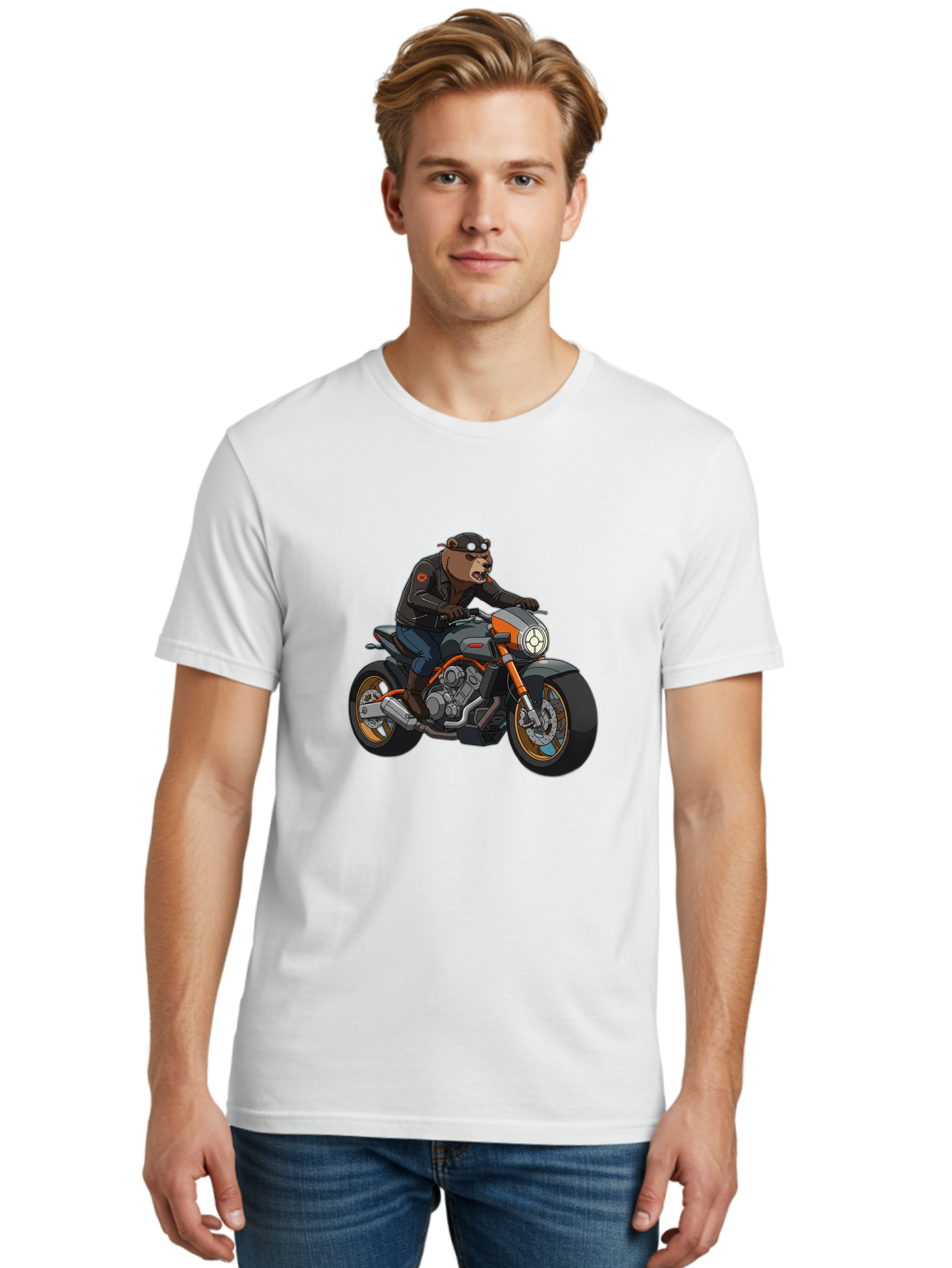 Biker-Bear-1 Men'S Graphic Tee, 100% Cotton, Comfortable Casual Summer Wear, Machine Washable, Vintage Camera, Old Camera, Antique Camera, Black Camera, Classic Photography, Photography Equipment, Nostalgic Device, Film Camera, Camera Art Bae892