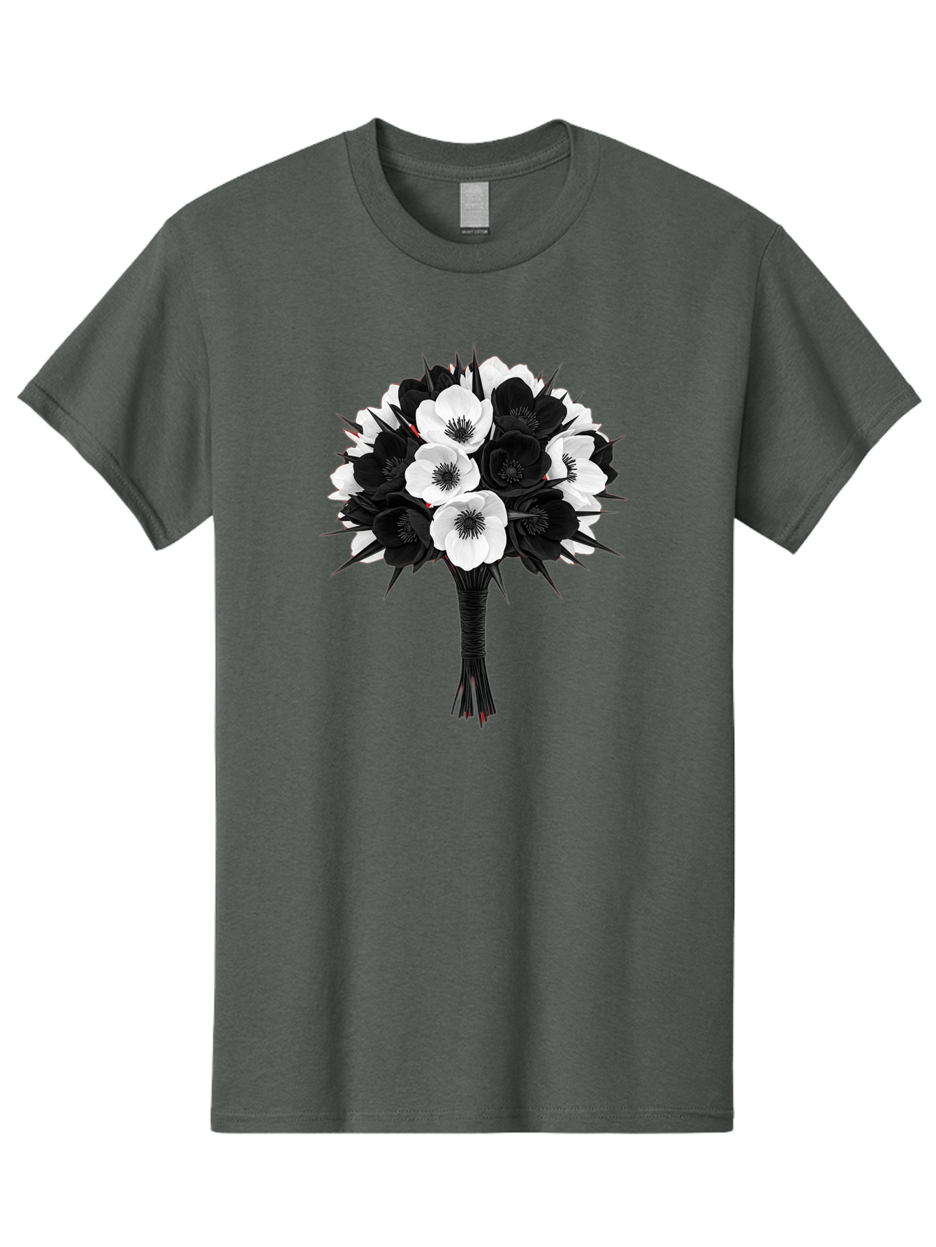 Black-And-White-Anemone-Bouquet Men'S Graphic Tee, 100% Cotton, Comfortable Casual Summer Wear, Machine Washable, Vintage Camera, Old Camera, Antique Camera, Black Camera, Classic Photography, Photography Equipment, Nostalgic Device, Bae895