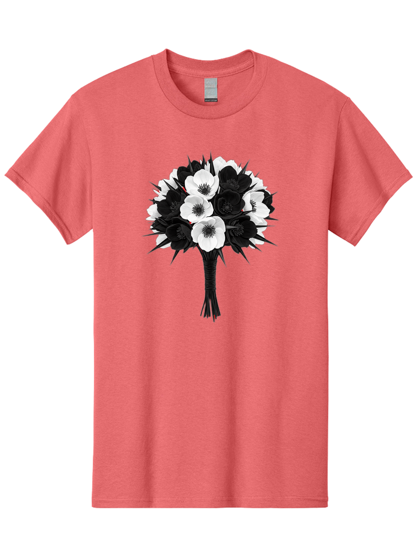 Black-And-White-Anemone-Bouquet Men'S Graphic Tee, 100% Cotton, Comfortable Casual Summer Wear, Machine Washable, Vintage Camera, Old Camera, Antique Camera, Black Camera, Classic Photography, Photography Equipment, Nostalgic Device, Bae895