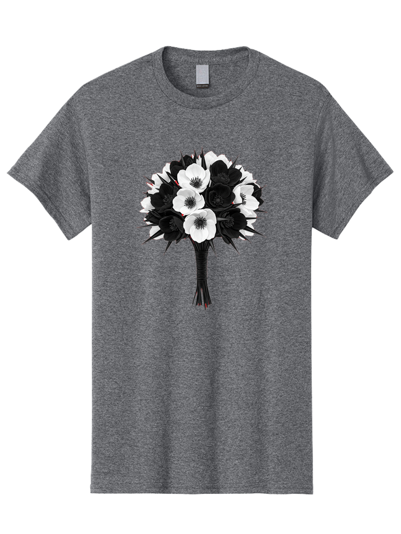 Black-And-White-Anemone-Bouquet Men'S Graphic Tee, 100% Cotton, Comfortable Casual Summer Wear, Machine Washable, Vintage Camera, Old Camera, Antique Camera, Black Camera, Classic Photography, Photography Equipment, Nostalgic Device, Bae895