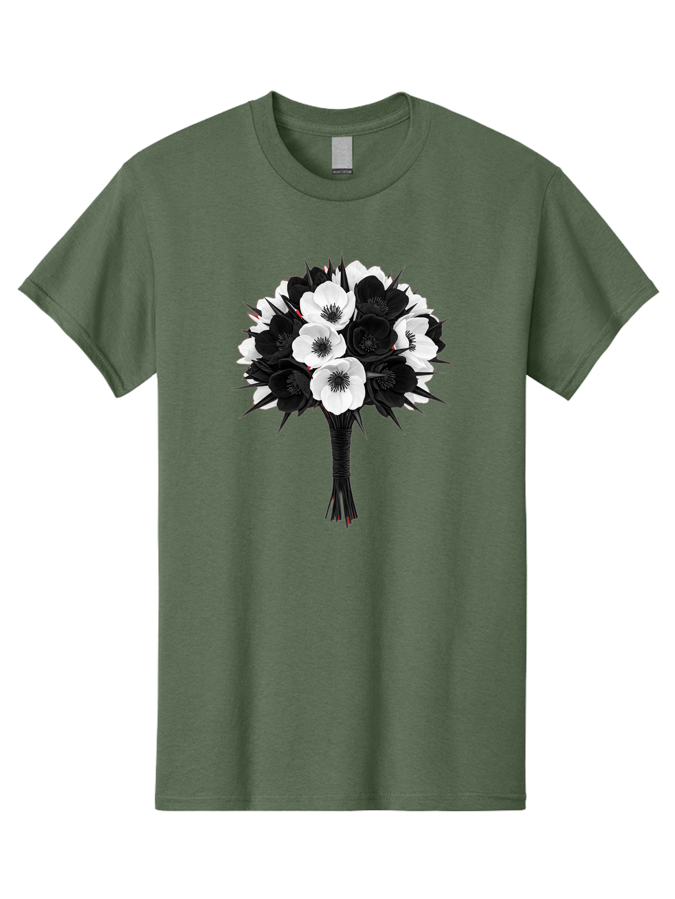 Black-And-White-Anemone-Bouquet Men'S Graphic Tee, 100% Cotton, Comfortable Casual Summer Wear, Machine Washable, Vintage Camera, Old Camera, Antique Camera, Black Camera, Classic Photography, Photography Equipment, Nostalgic Device, Bae895