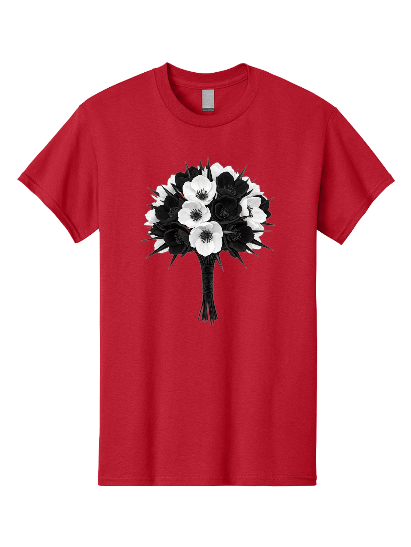 Black-And-White-Anemone-Bouquet Men'S Graphic Tee, 100% Cotton, Comfortable Casual Summer Wear, Machine Washable, Vintage Camera, Old Camera, Antique Camera, Black Camera, Classic Photography, Photography Equipment, Nostalgic Device, Bae895