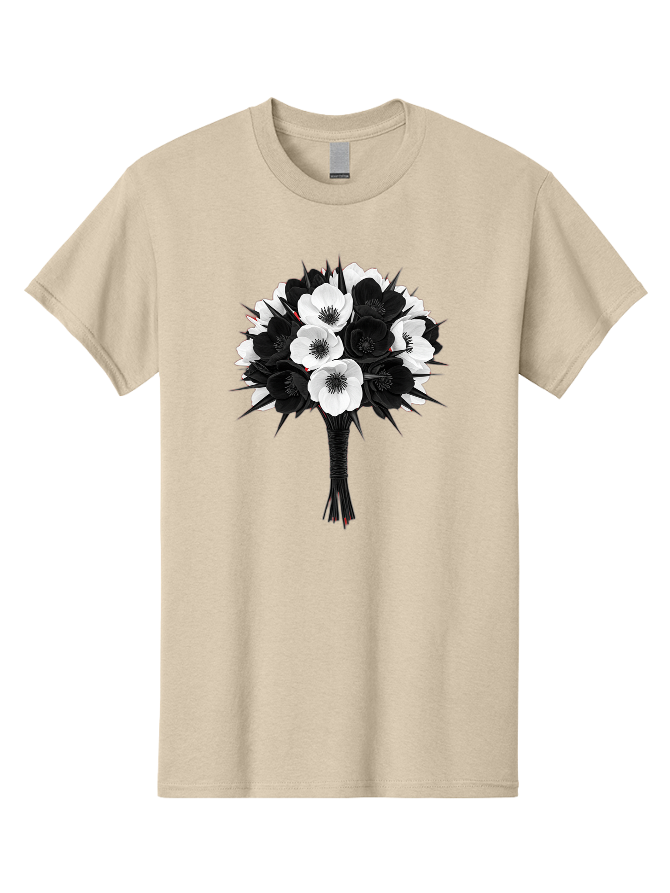 Black-And-White-Anemone-Bouquet Men'S Graphic Tee, 100% Cotton, Comfortable Casual Summer Wear, Machine Washable, Vintage Camera, Old Camera, Antique Camera, Black Camera, Classic Photography, Photography Equipment, Nostalgic Device, Bae895