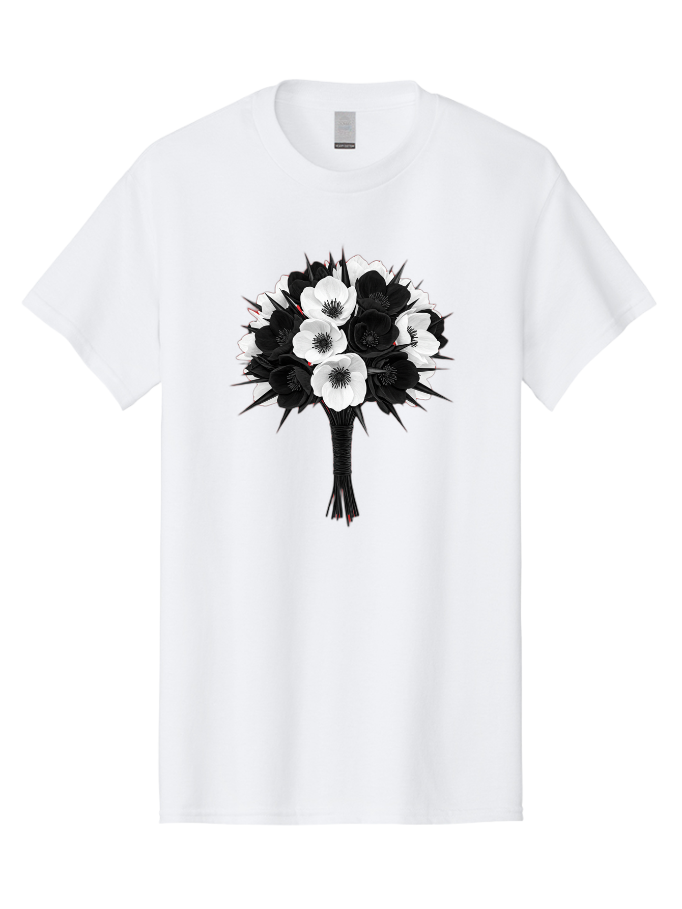 Black-And-White-Anemone-Bouquet Men'S Graphic Tee, 100% Cotton, Comfortable Casual Summer Wear, Machine Washable, Vintage Camera, Old Camera, Antique Camera, Black Camera, Classic Photography, Photography Equipment, Nostalgic Device, Bae895