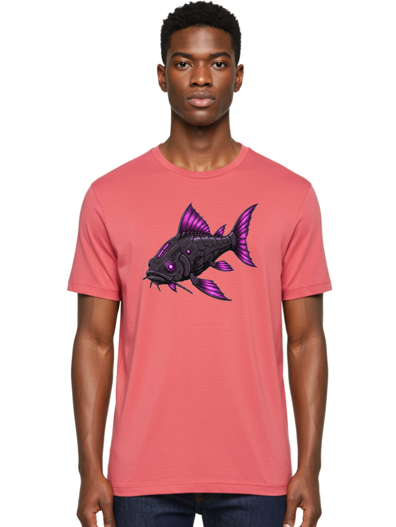 Black-Fish-With-Purple-Fins Men'S Graphic Tee, 100% Cotton, Comfortable Casual Summer Wear, Machine Washable, Vintage Camera, Old Camera, Antique Camera, Black Camera, Classic Photography, Photography Equipment, Nostalgic Device, Film Camera, Bae896