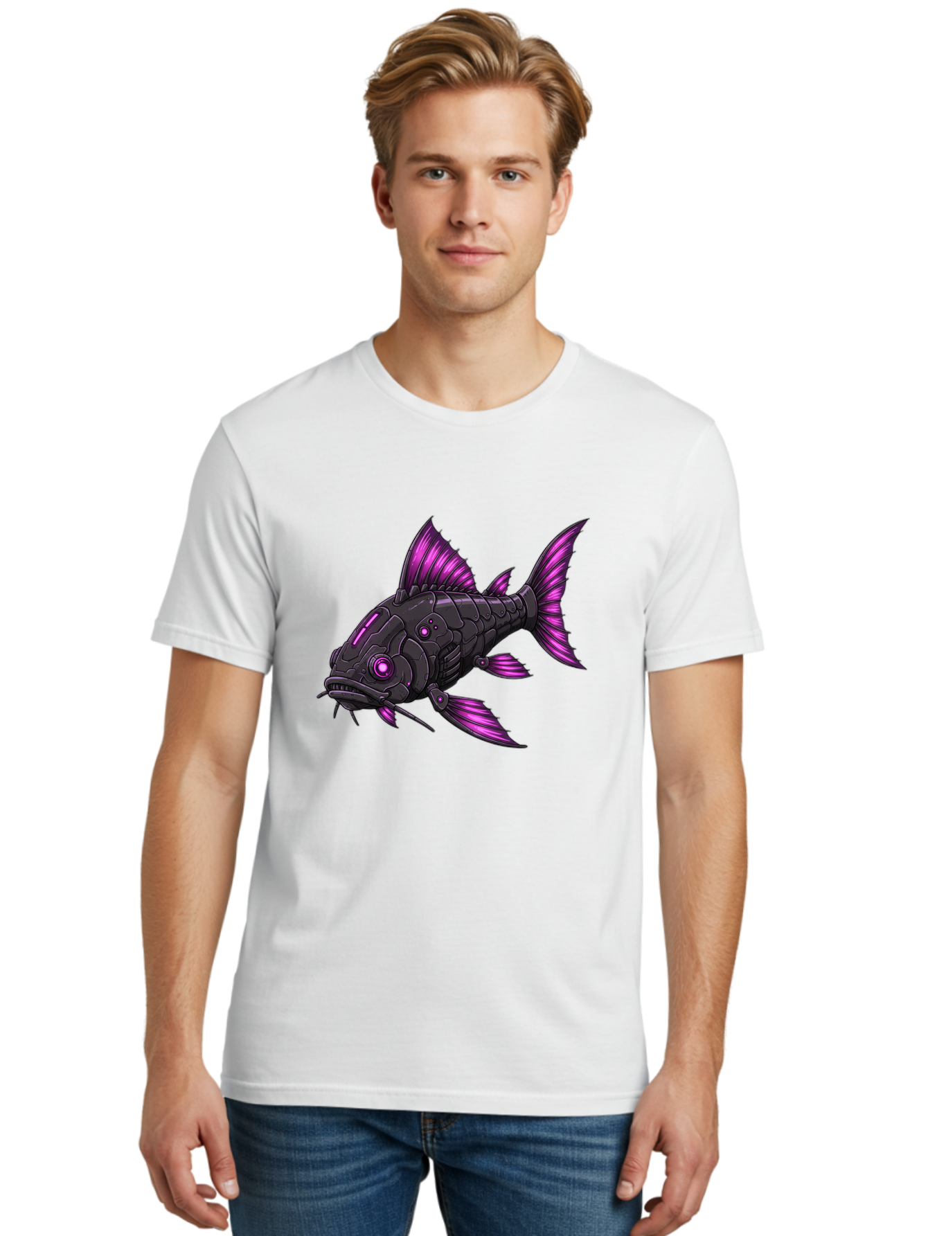 Black-Fish-With-Purple-Fins Men'S Graphic Tee, 100% Cotton, Comfortable Casual Summer Wear, Machine Washable, Vintage Camera, Old Camera, Antique Camera, Black Camera, Classic Photography, Photography Equipment, Nostalgic Device, Film Camera, Bae896