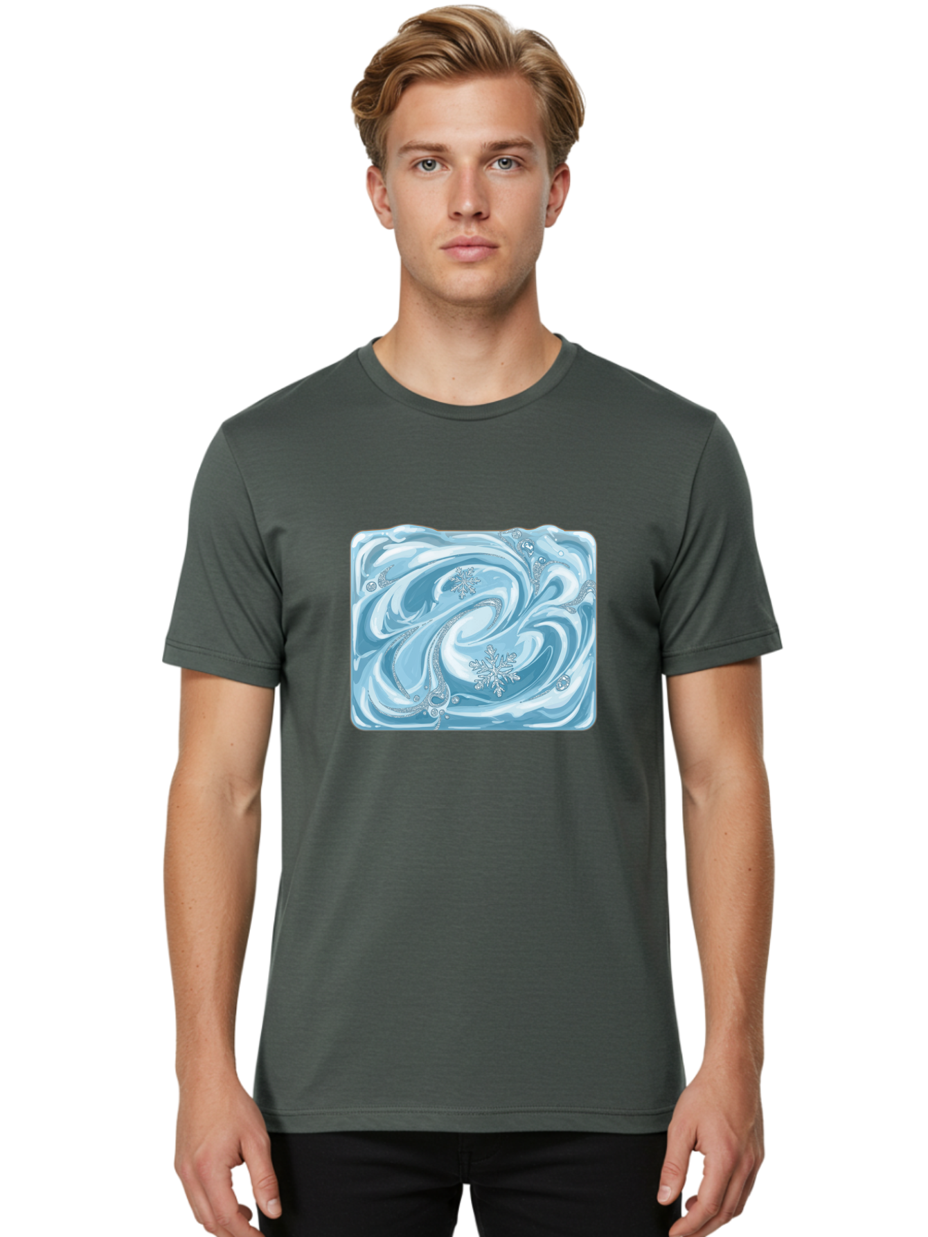 Blue-Swirl-Snowflakes Men'S Graphic Tee, 100% Cotton, Comfortable Casual Summer Wear, Machine Washable, Vintage Camera, Old Camera, Antique Camera, Black Camera, Classic Photography, Photography Equipment, Nostalgic Device, Film Camera, Camera Art Bae898