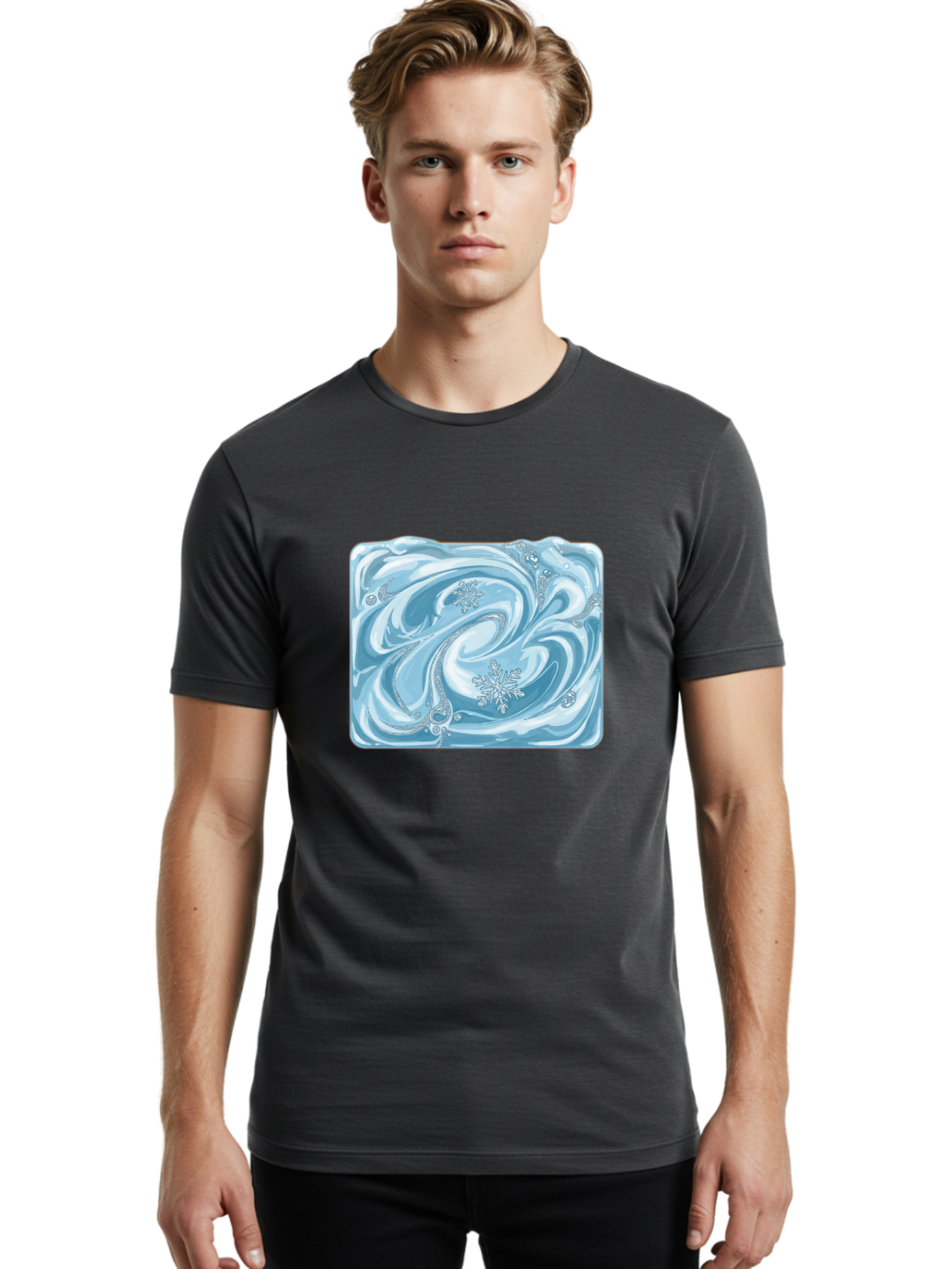 Blue-Swirl-Snowflakes Men'S Graphic Tee, 100% Cotton, Comfortable Casual Summer Wear, Machine Washable, Vintage Camera, Old Camera, Antique Camera, Black Camera, Classic Photography, Photography Equipment, Nostalgic Device, Film Camera, Camera Art Bae898