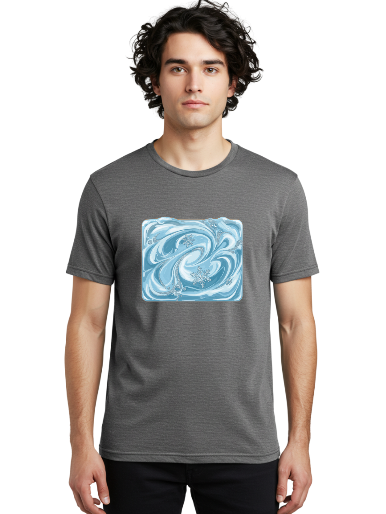 Blue-Swirl-Snowflakes Men'S Graphic Tee, 100% Cotton, Comfortable Casual Summer Wear, Machine Washable, Vintage Camera, Old Camera, Antique Camera, Black Camera, Classic Photography, Photography Equipment, Nostalgic Device, Film Camera, Camera Art Bae898