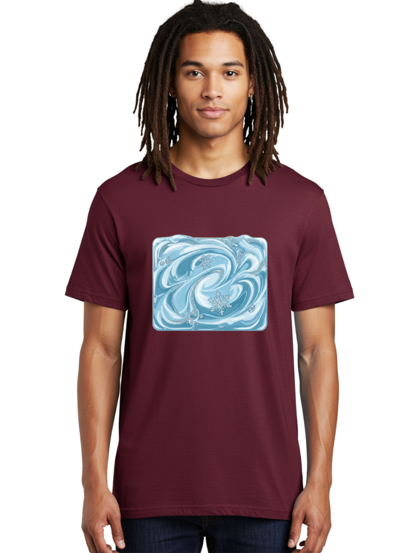 Blue-Swirl-Snowflakes Men'S Graphic Tee, 100% Cotton, Comfortable Casual Summer Wear, Machine Washable, Vintage Camera, Old Camera, Antique Camera, Black Camera, Classic Photography, Photography Equipment, Nostalgic Device, Film Camera, Camera Art Bae898