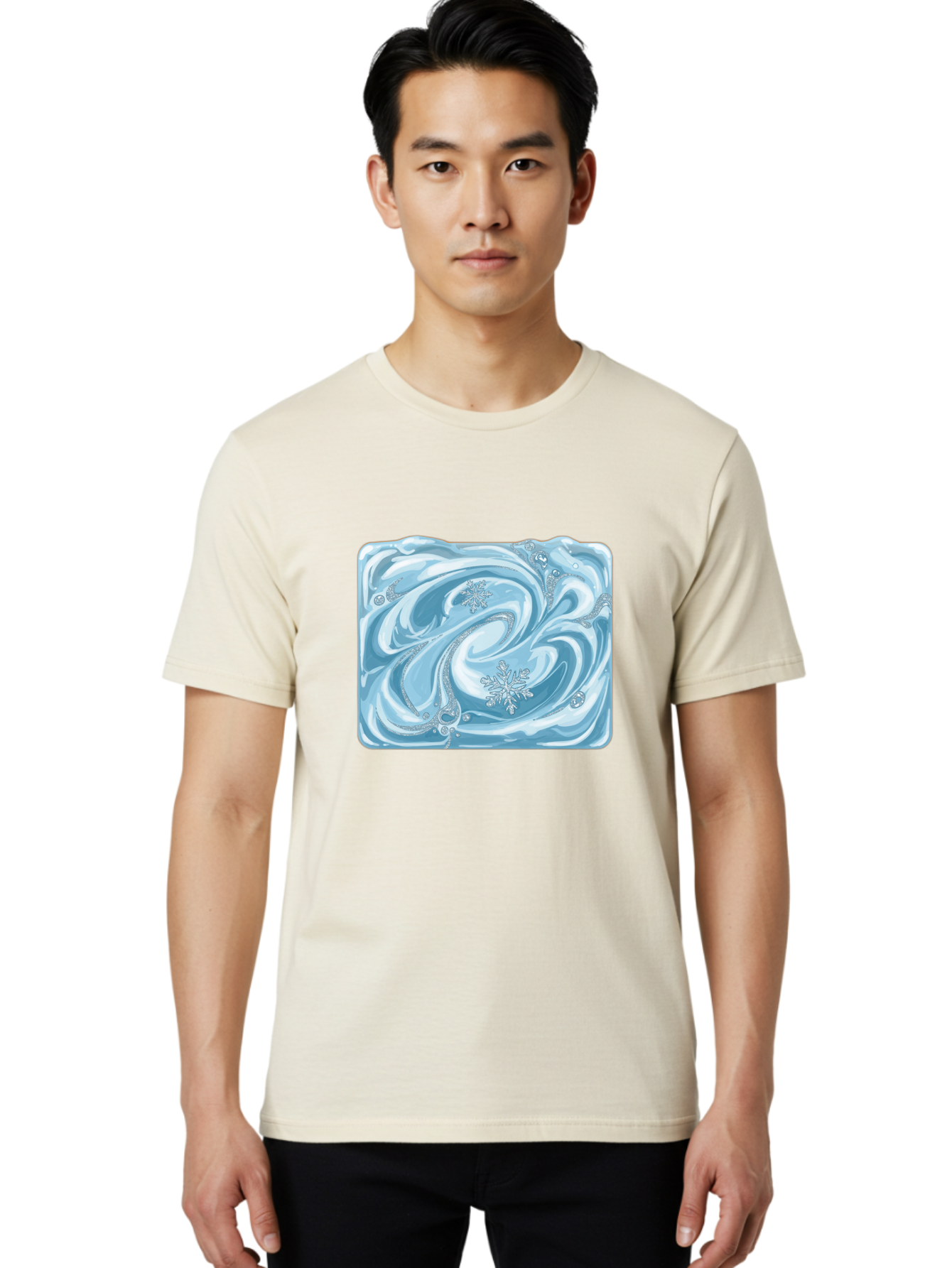 Blue-Swirl-Snowflakes Men'S Graphic Tee, 100% Cotton, Comfortable Casual Summer Wear, Machine Washable, Vintage Camera, Old Camera, Antique Camera, Black Camera, Classic Photography, Photography Equipment, Nostalgic Device, Film Camera, Camera Art Bae898
