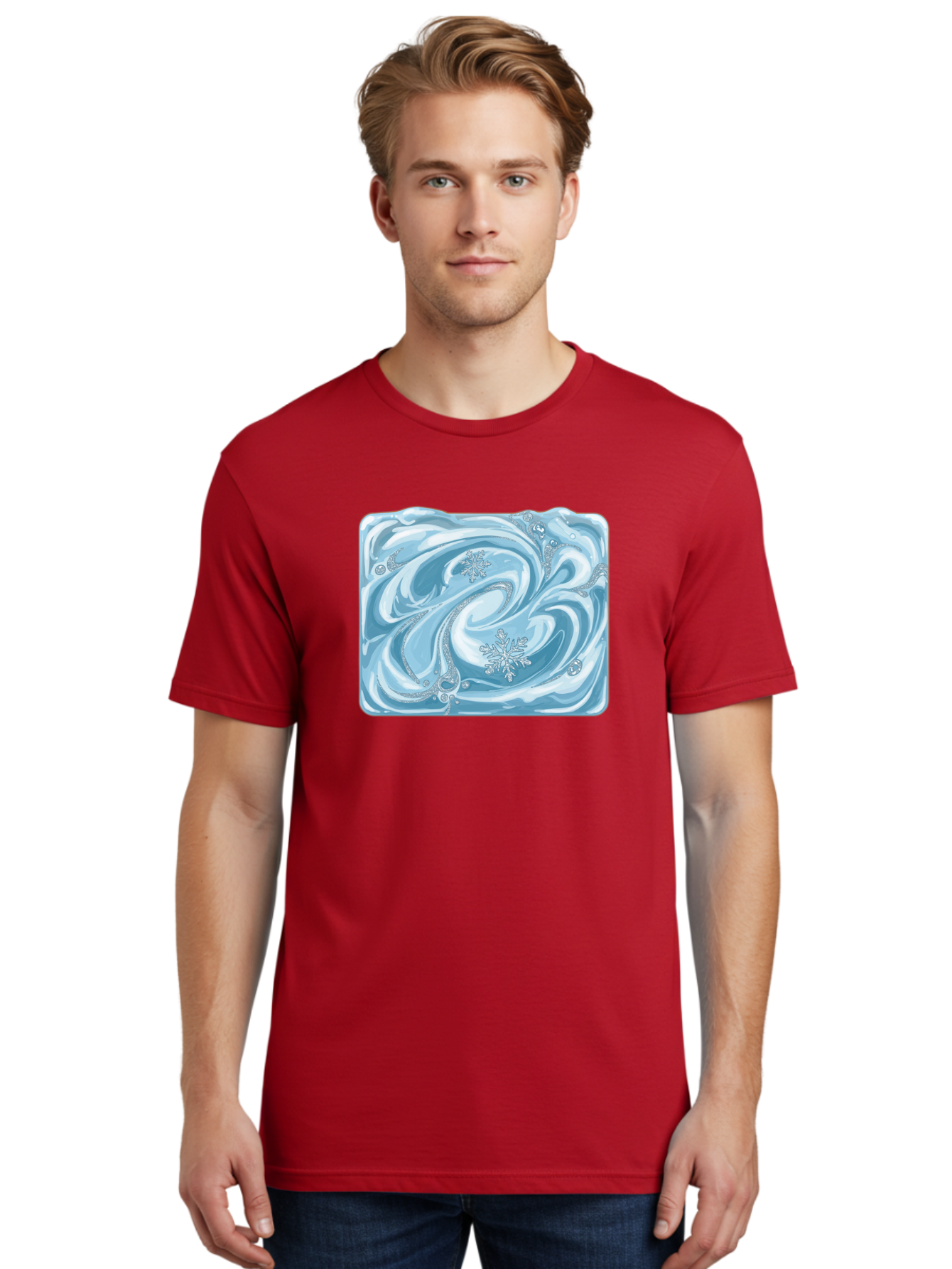 Blue-Swirl-Snowflakes Men'S Graphic Tee, 100% Cotton, Comfortable Casual Summer Wear, Machine Washable, Vintage Camera, Old Camera, Antique Camera, Black Camera, Classic Photography, Photography Equipment, Nostalgic Device, Film Camera, Camera Art Bae898