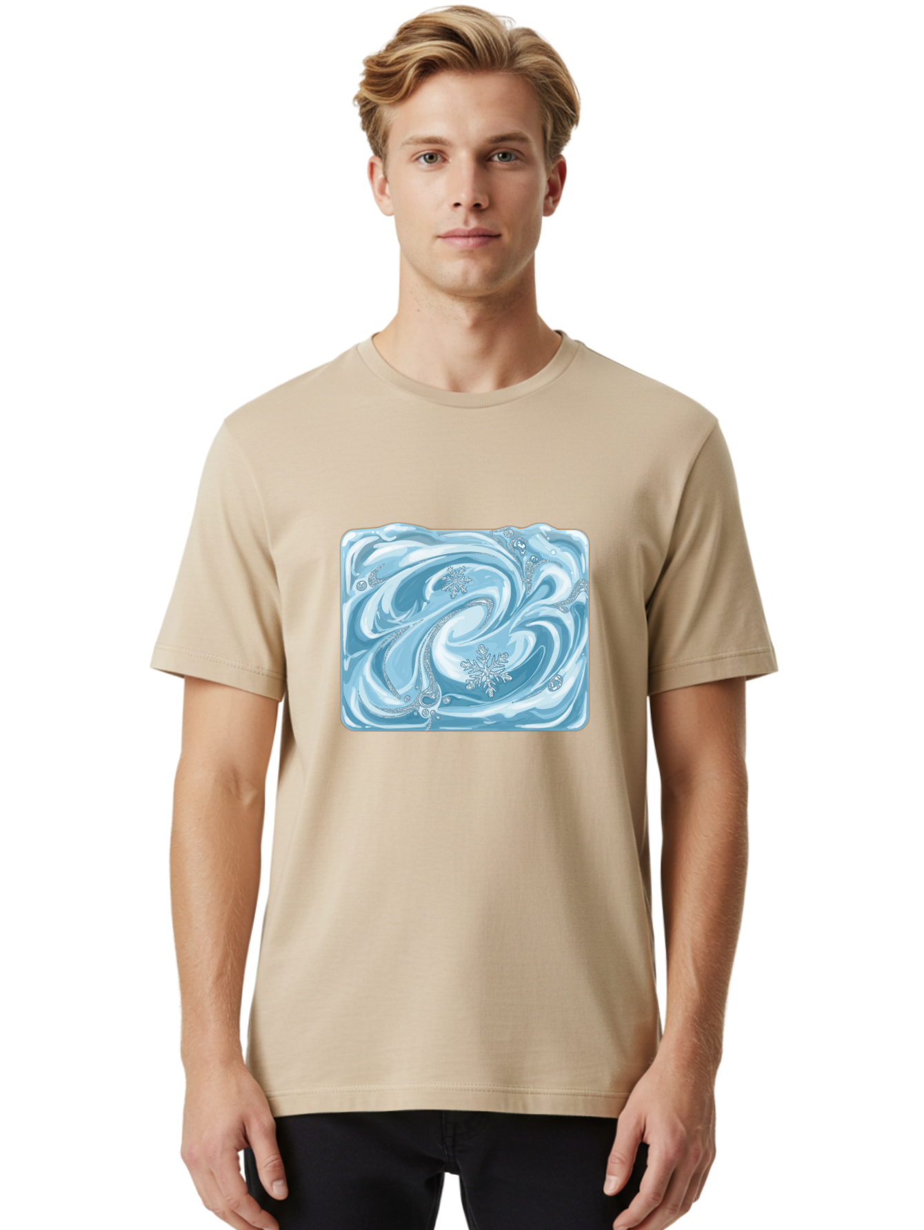 Blue-Swirl-Snowflakes Men'S Graphic Tee, 100% Cotton, Comfortable Casual Summer Wear, Machine Washable, Vintage Camera, Old Camera, Antique Camera, Black Camera, Classic Photography, Photography Equipment, Nostalgic Device, Film Camera, Camera Art Bae898