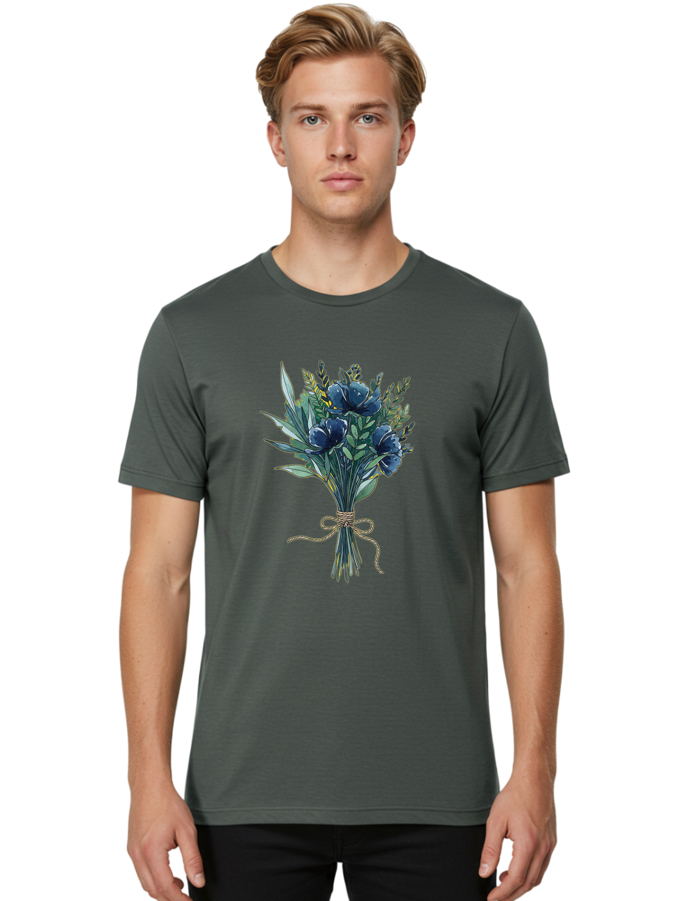 Bouquet-Of-Blue-Flowers Men'S Graphic Tee, 100% Cotton, Comfortable Casual Summer Wear, Machine Washable, Vintage Camera, Old Camera, Antique Camera, Black Camera, Classic Photography, Photography Equipment, Nostalgic Device, Film Camera, Bae901