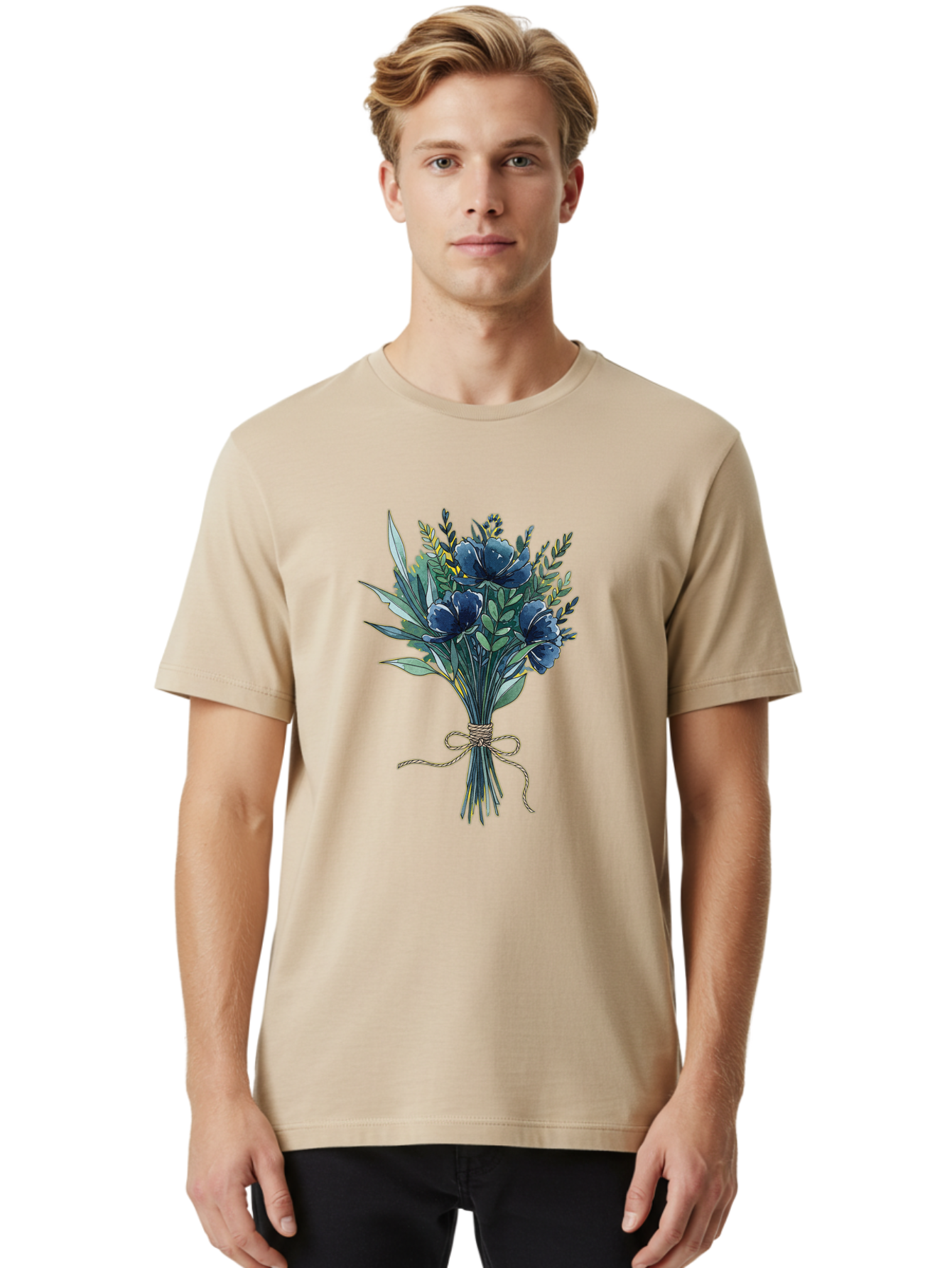 Bouquet-Of-Blue-Flowers Men'S Graphic Tee, 100% Cotton, Comfortable Casual Summer Wear, Machine Washable, Vintage Camera, Old Camera, Antique Camera, Black Camera, Classic Photography, Photography Equipment, Nostalgic Device, Film Camera, Bae901