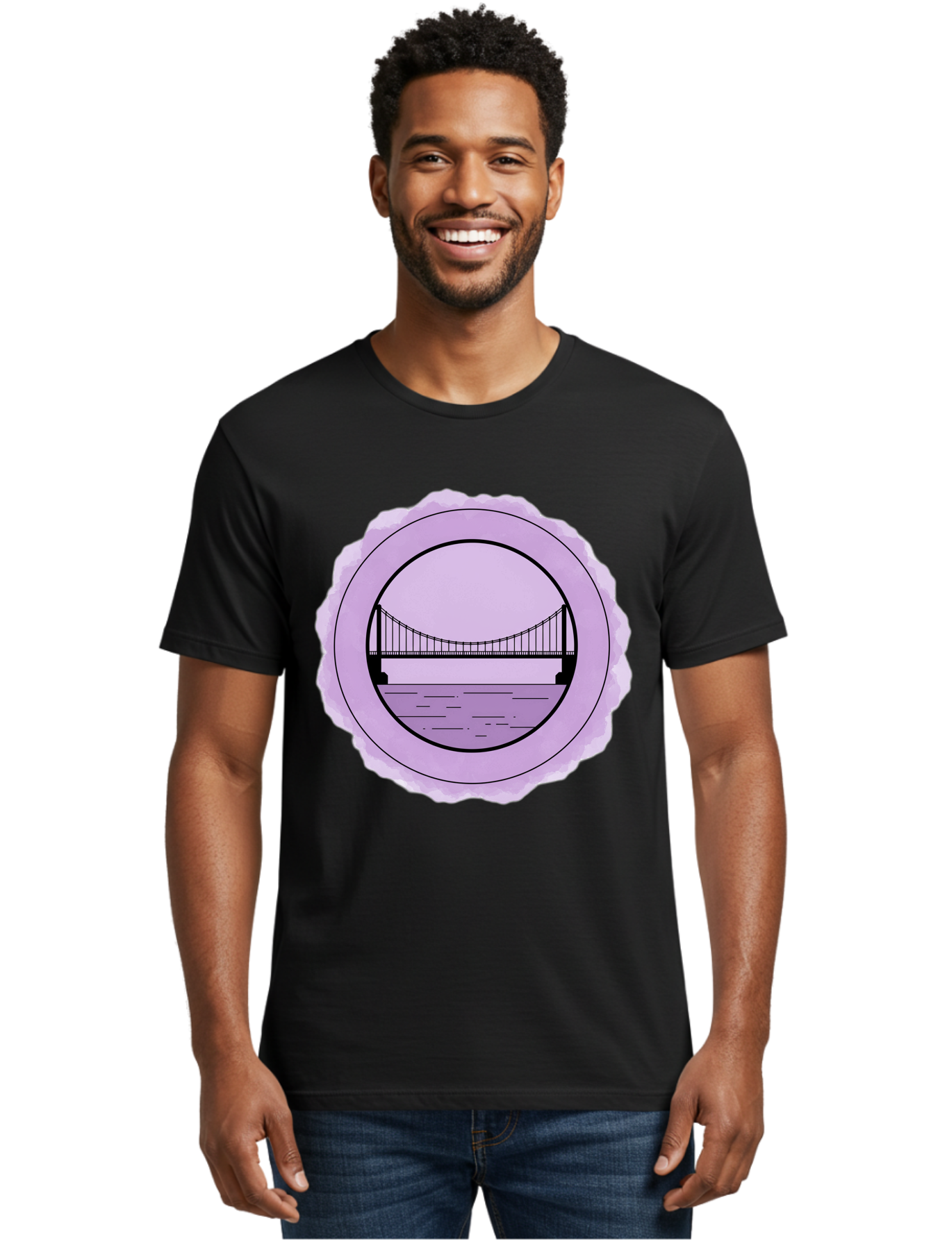 Bridge-Illustration Men'S Graphic Tee, 100% Cotton, Comfortable Casual Summer Wear, Machine Washable, Vintage Camera, Old Camera, Antique Camera, Black Camera, Classic Photography, Photography Equipment, Nostalgic Device, Film Camera, Bae905
