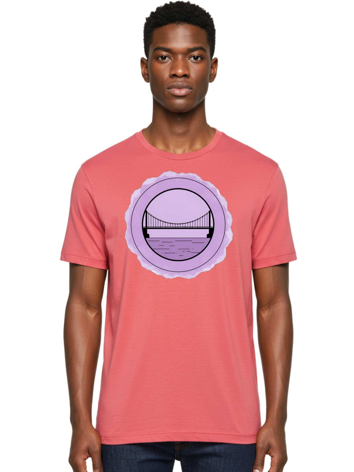 Bridge-Illustration Men'S Graphic Tee, 100% Cotton, Comfortable Casual Summer Wear, Machine Washable, Vintage Camera, Old Camera, Antique Camera, Black Camera, Classic Photography, Photography Equipment, Nostalgic Device, Film Camera, Bae905