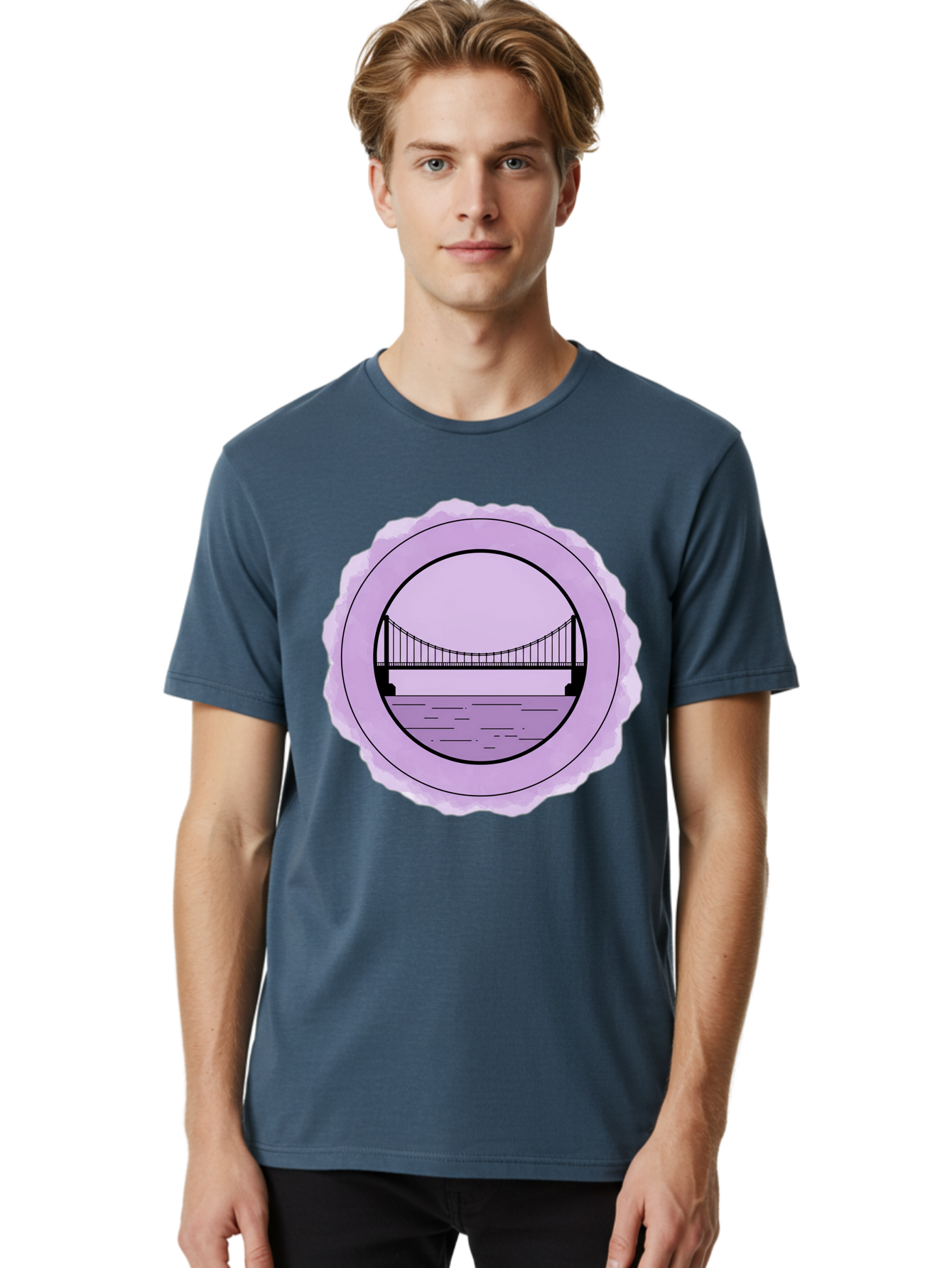 Bridge-Illustration Men'S Graphic Tee, 100% Cotton, Comfortable Casual Summer Wear, Machine Washable, Vintage Camera, Old Camera, Antique Camera, Black Camera, Classic Photography, Photography Equipment, Nostalgic Device, Film Camera, Bae905