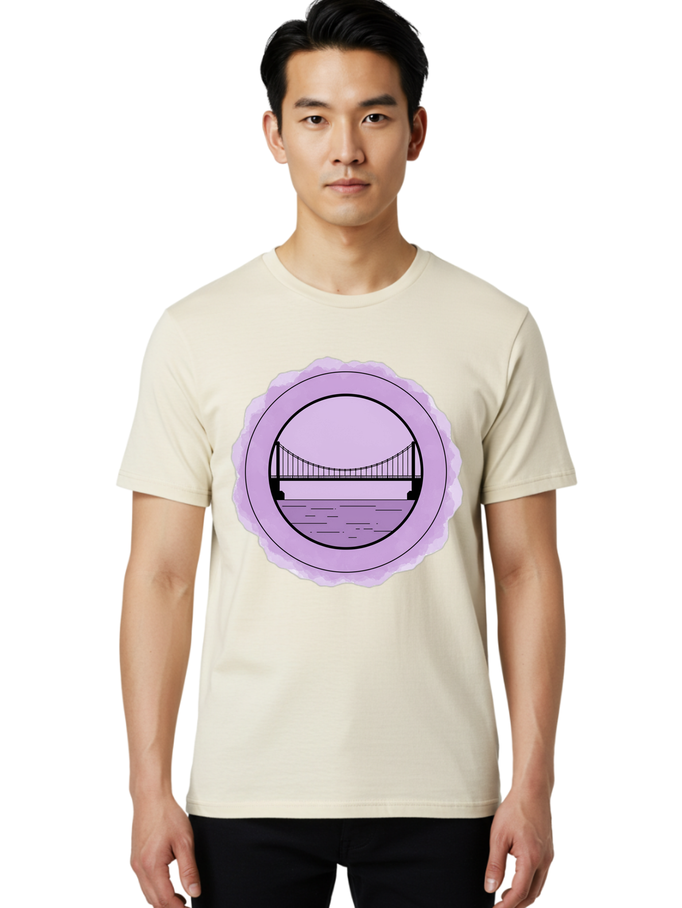 Bridge-Illustration Men'S Graphic Tee, 100% Cotton, Comfortable Casual Summer Wear, Machine Washable, Vintage Camera, Old Camera, Antique Camera, Black Camera, Classic Photography, Photography Equipment, Nostalgic Device, Film Camera, Bae905