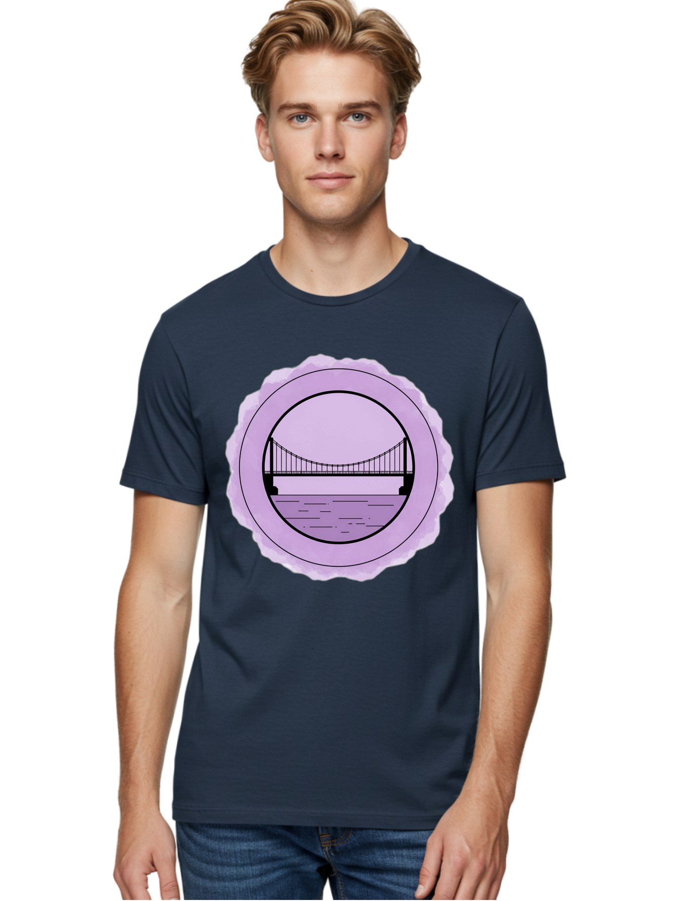 Bridge-Illustration Men'S Graphic Tee, 100% Cotton, Comfortable Casual Summer Wear, Machine Washable, Vintage Camera, Old Camera, Antique Camera, Black Camera, Classic Photography, Photography Equipment, Nostalgic Device, Film Camera, Bae905